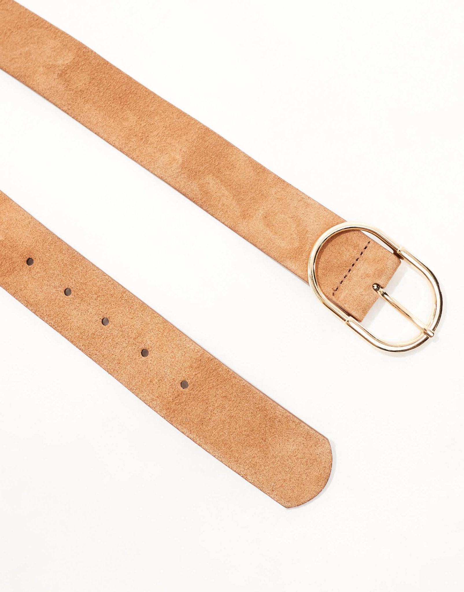 ASOS DESIGN suede belt with fine tubular buckle in tan - ASOS Sample Sale