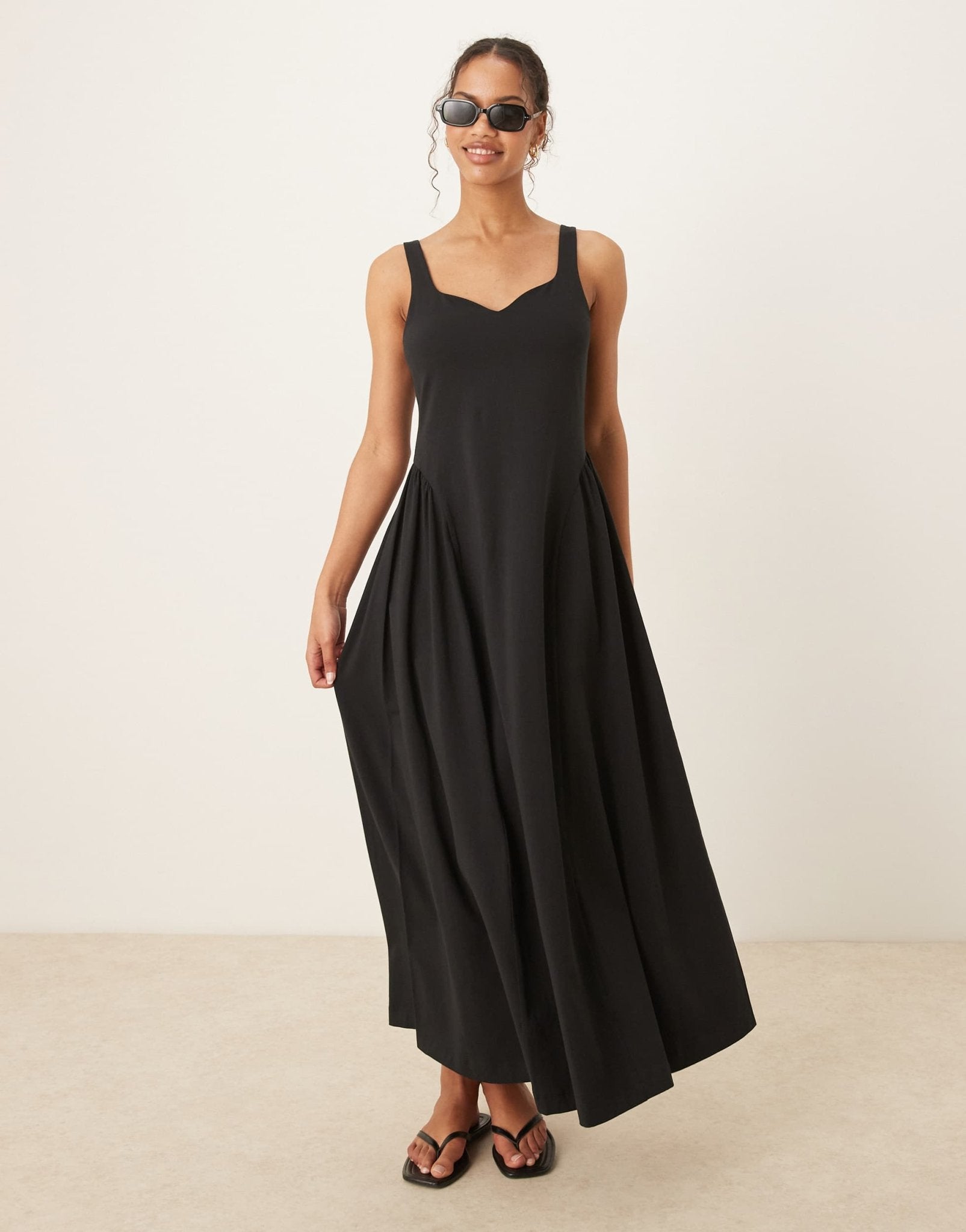 ASOS DESIGN summer maxi dress with full skirt in black - ASOS Sample Sale