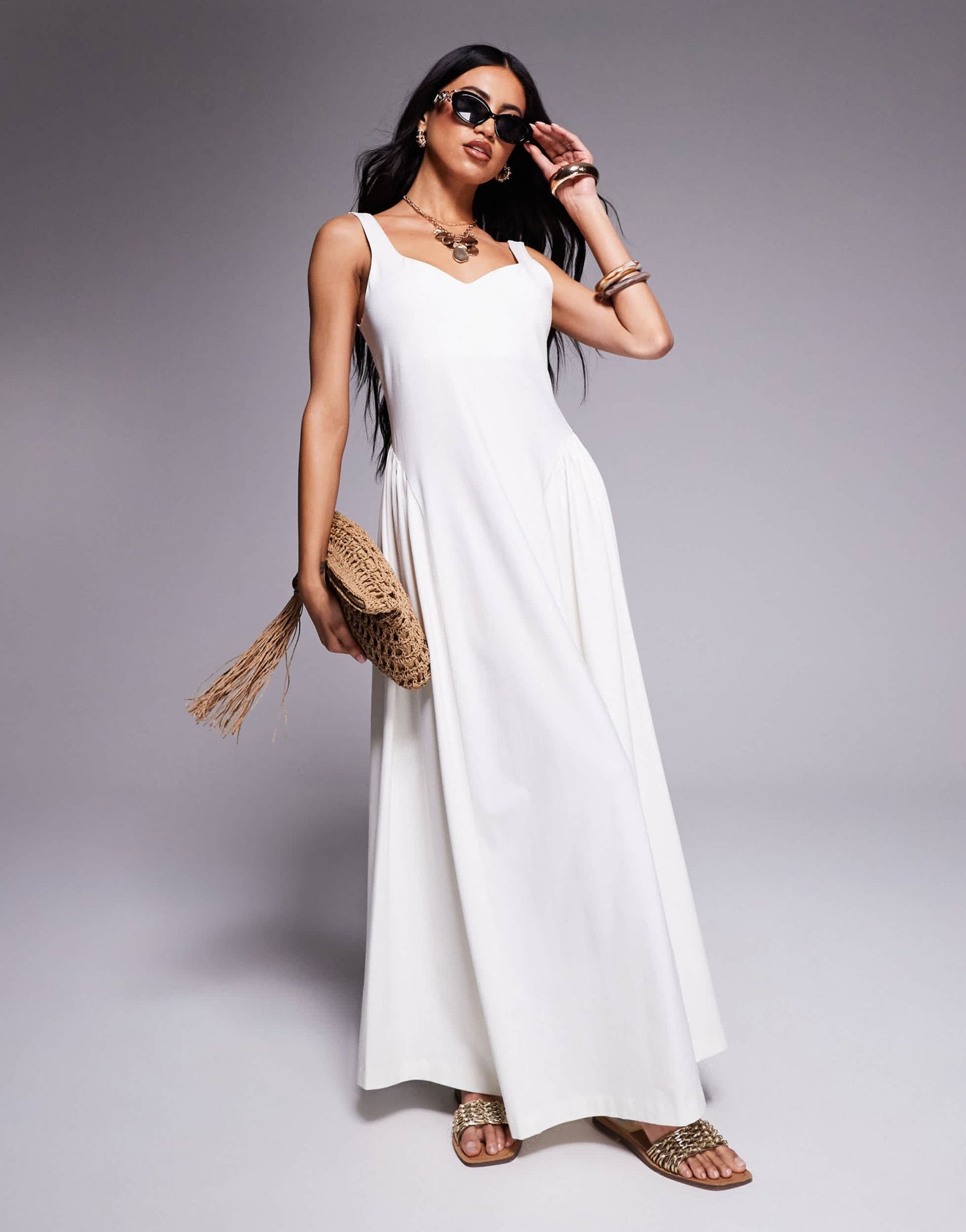ASOS DESIGN summer maxi dress with full skirt in off white - ASOS Sample Sale