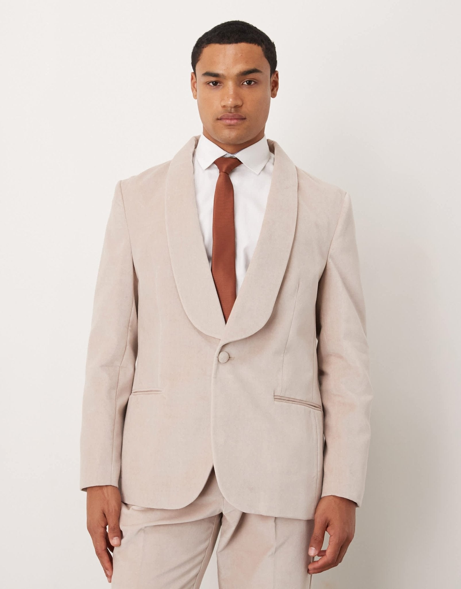 ASOS DESIGN summer weight cotton velvet slim blazer in beige - ASOS Sample Sale