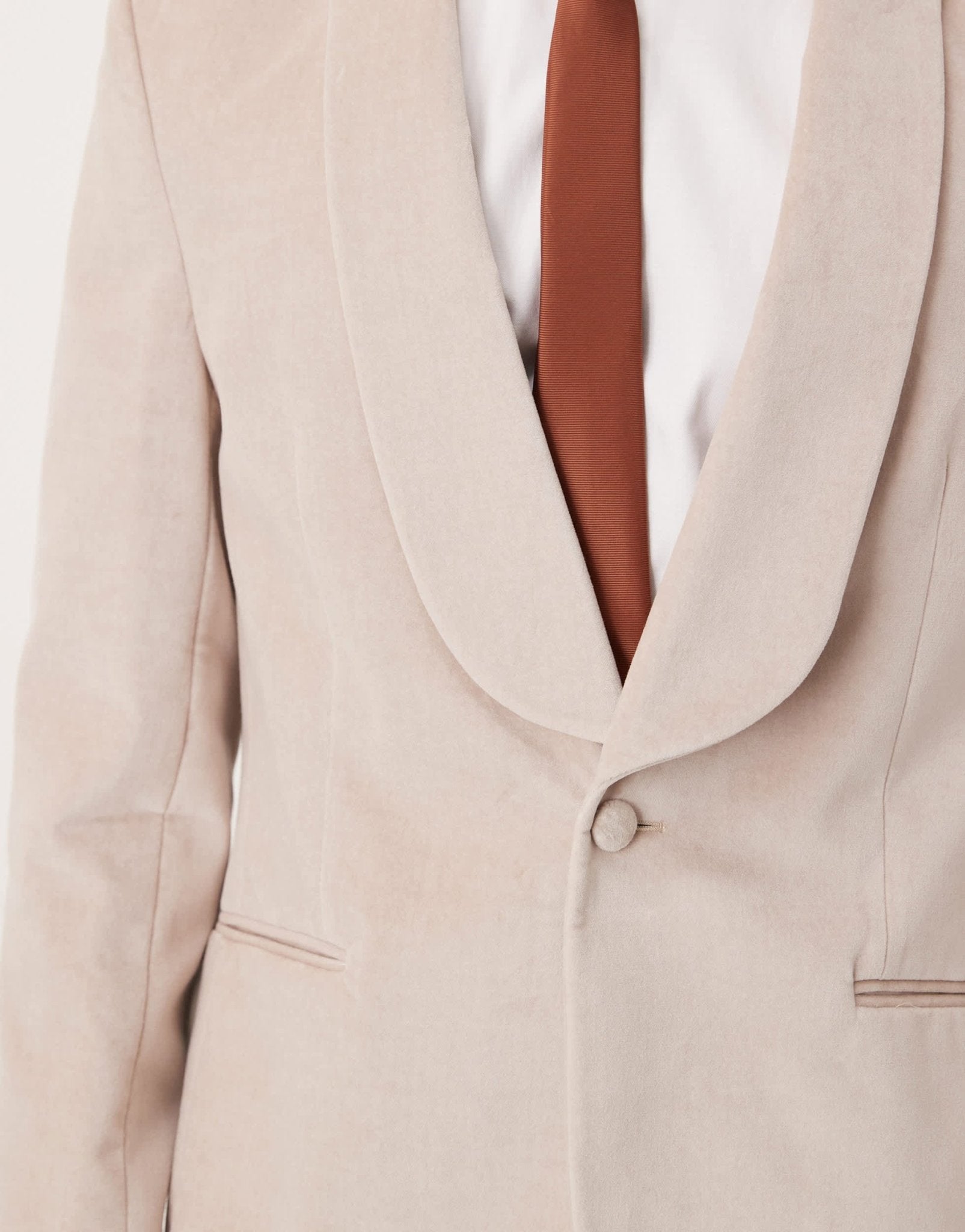 ASOS DESIGN summer weight cotton velvet slim blazer in beige - ASOS Sample Sale