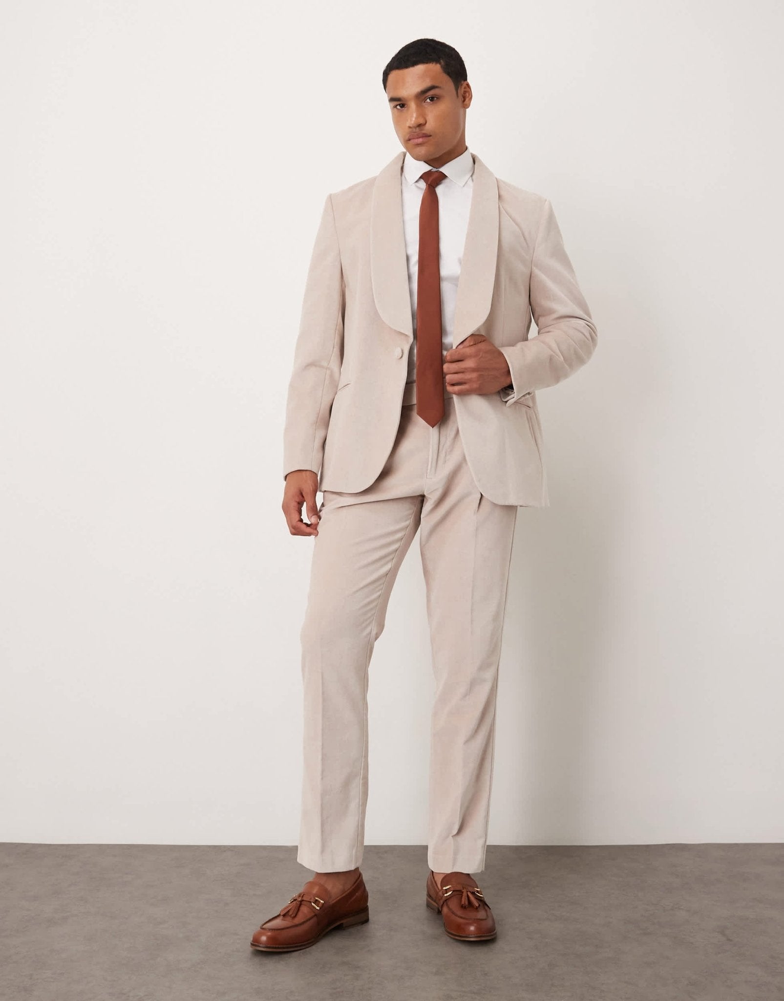 ASOS DESIGN summer weight cotton velvet slim blazer in beige - ASOS Sample Sale
