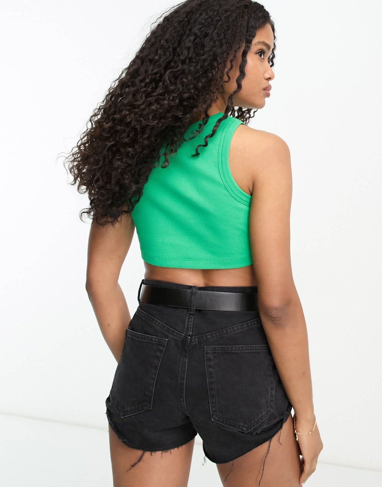 ASOS DESIGN super crop top in rib in green - ASOS Sample Sale