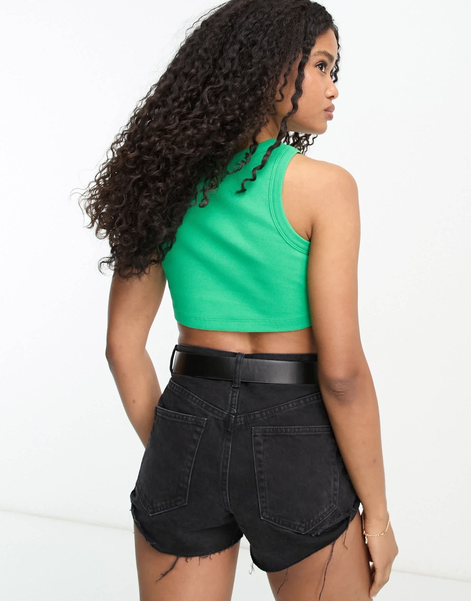 ASOS DESIGN super crop top in rib in green - ASOS Sample Sale