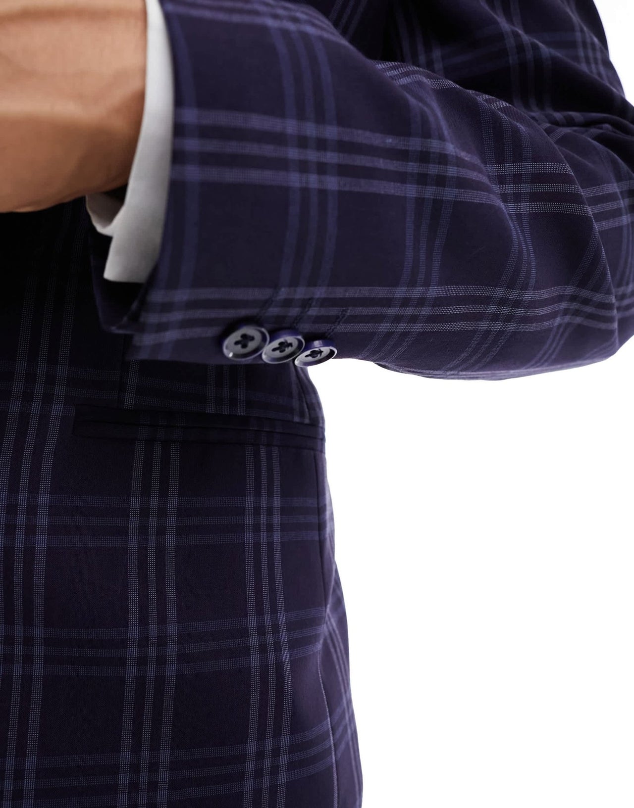 ASOS DESIGN super skinny suit jacket in navy tonal check - ASOS Sample Sale