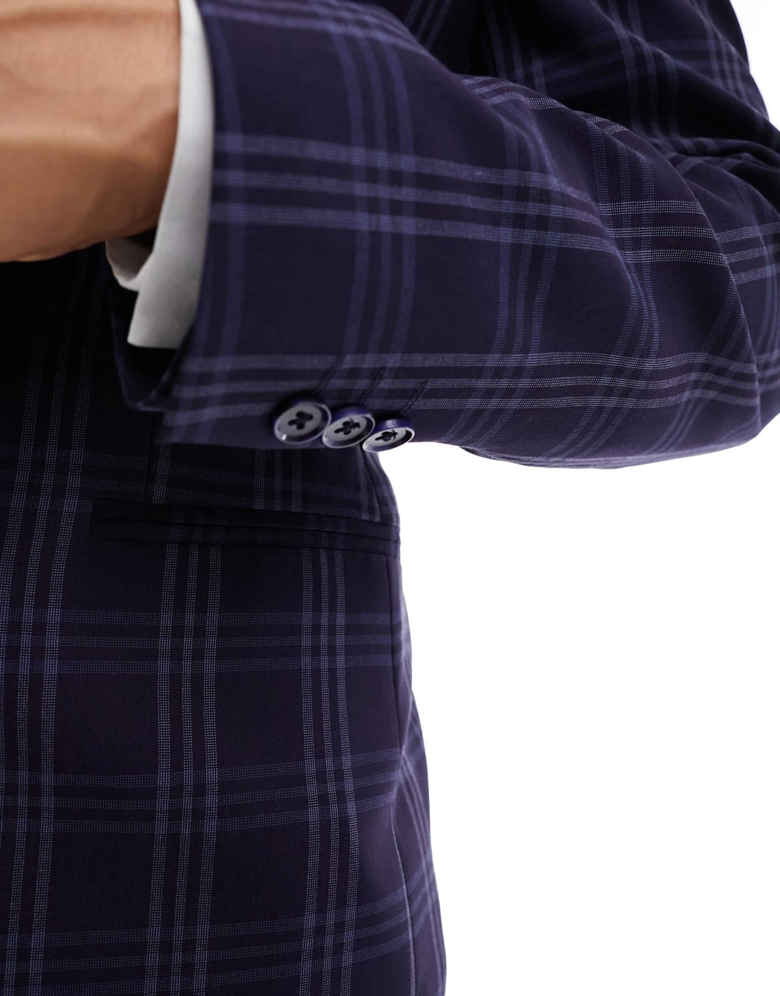 ASOS DESIGN super skinny suit jacket in navy tonal check - ASOS Sample Sale