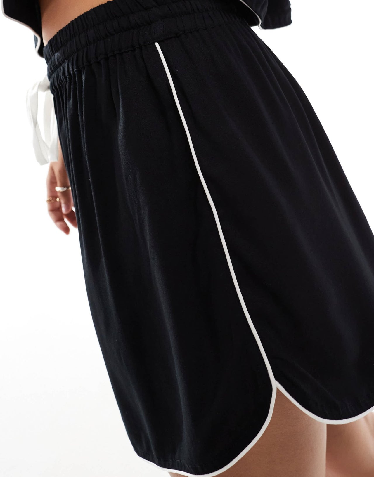 ASOS DESIGN super soft slinky mini pyjama short in black with contrast binding - ASOS Sample Sale