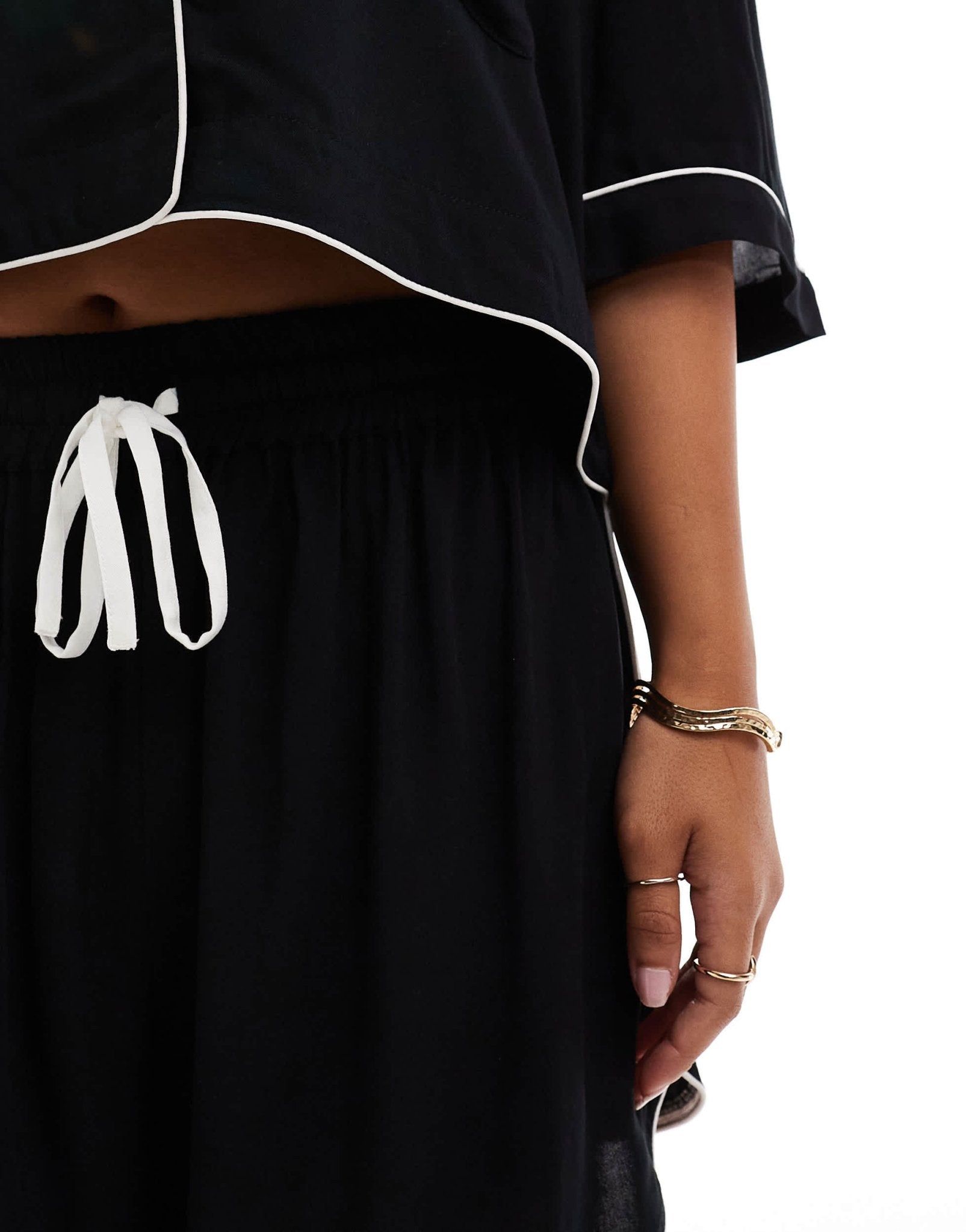 ASOS DESIGN super soft slinky mini pyjama short in black with contrast binding - ASOS Sample Sale