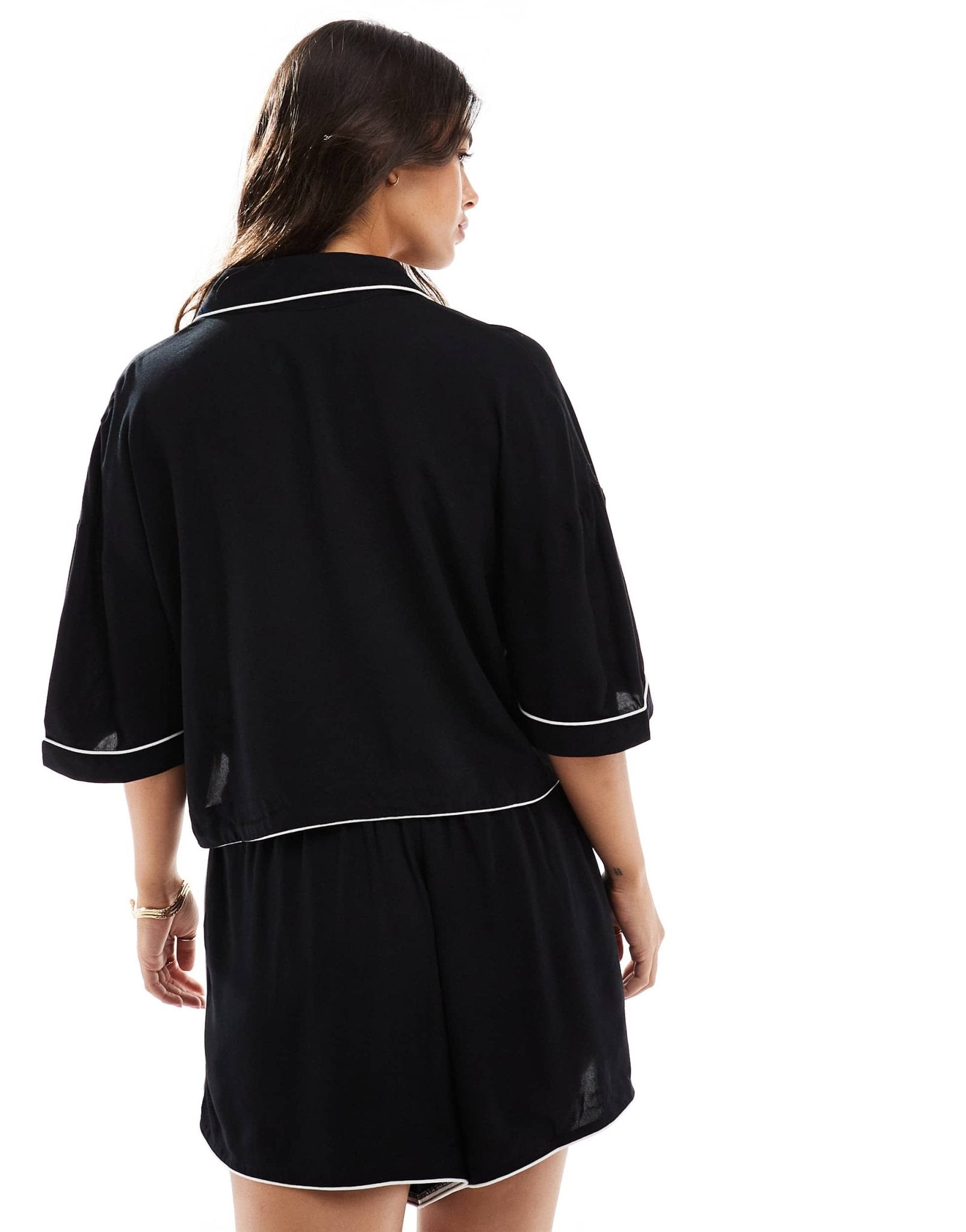ASOS DESIGN super soft slinky mini pyjama short in black with contrast binding - ASOS Sample Sale