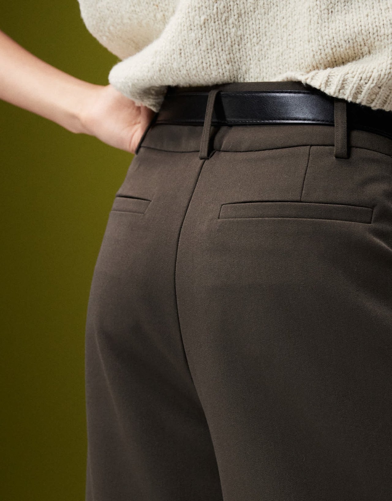 ASOS DESIGN super wide leg belted tailored trousers in olive - ASOS Sample Sale