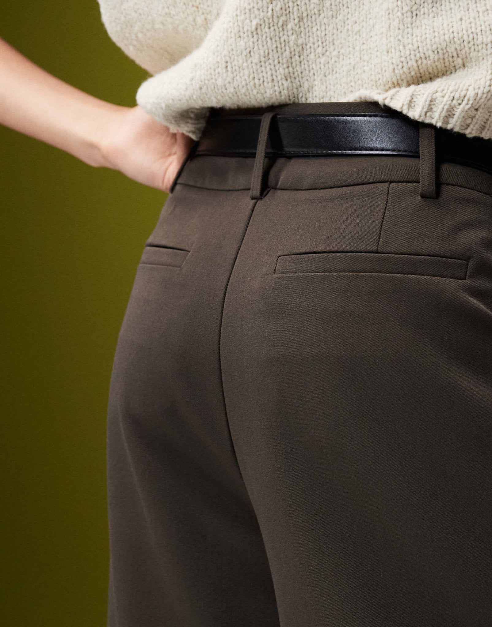 ASOS DESIGN super wide leg belted tailored trousers in olive - ASOS Sample Sale
