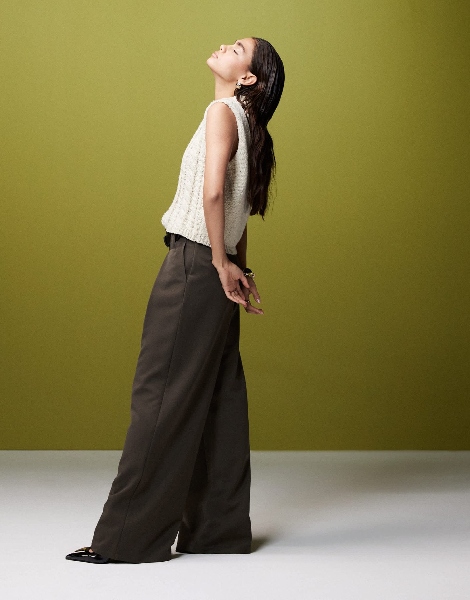 ASOS DESIGN super wide leg belted tailored trousers in olive - ASOS Sample Sale