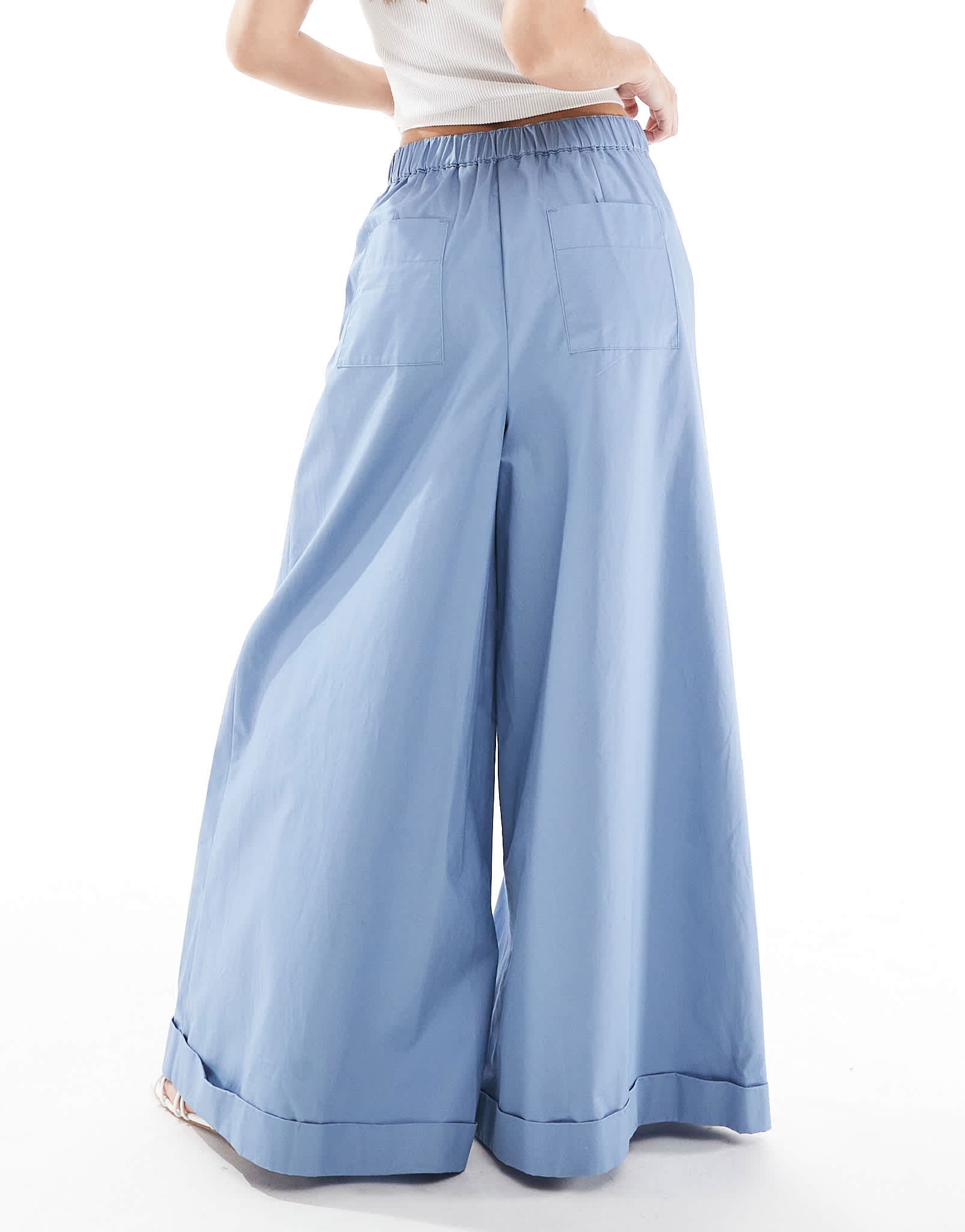 ASOS DESIGN super wide leg trousers with tie belt in blue - ASOS Sample Sale