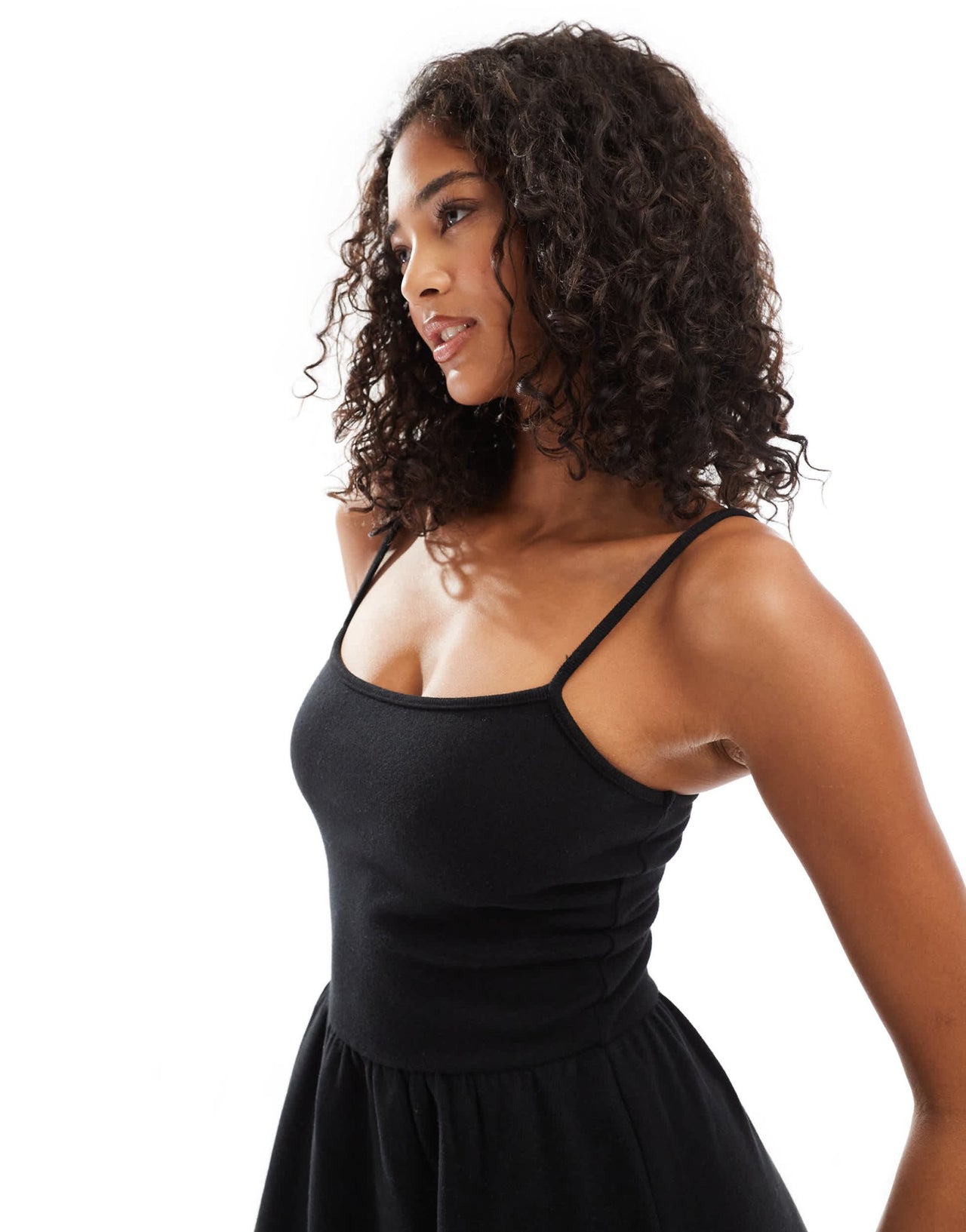 ASOS DESIGN supersoft 2 in 1 double layer mini dress in black - ASOS Sample Sale