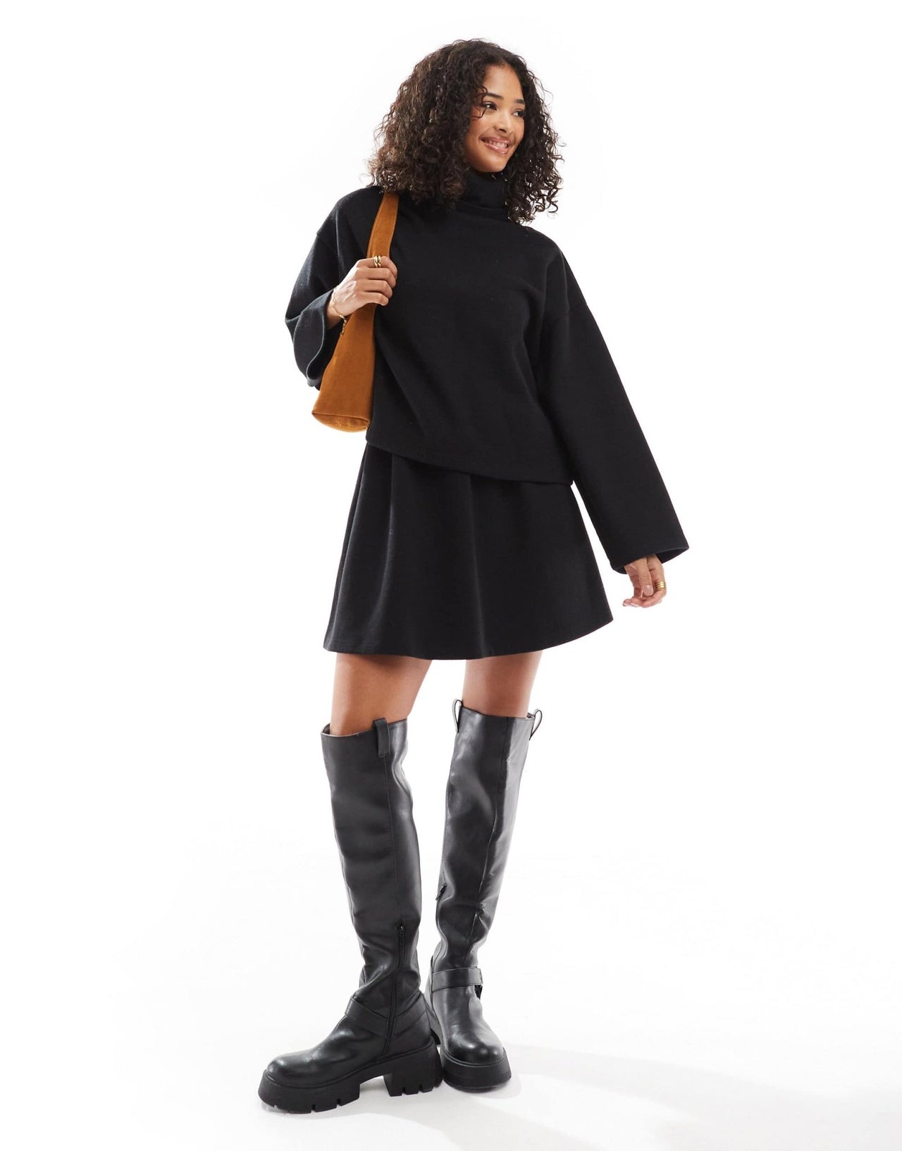 ASOS DESIGN supersoft 2 in 1 double layer mini dress in black - ASOS Sample Sale