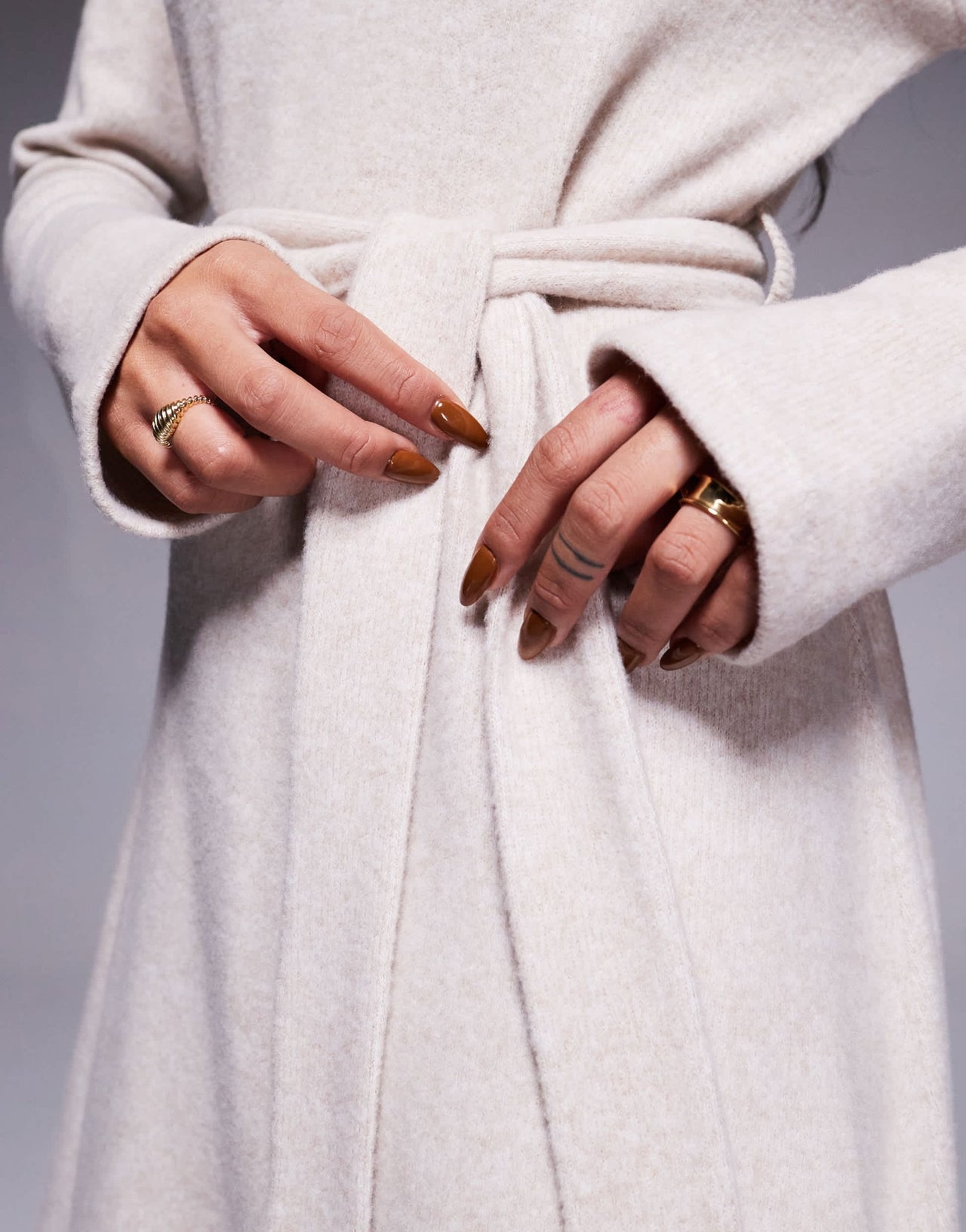 ASOS DESIGN supersoft belted swing mini dress in oat - ASOS Sample Sale