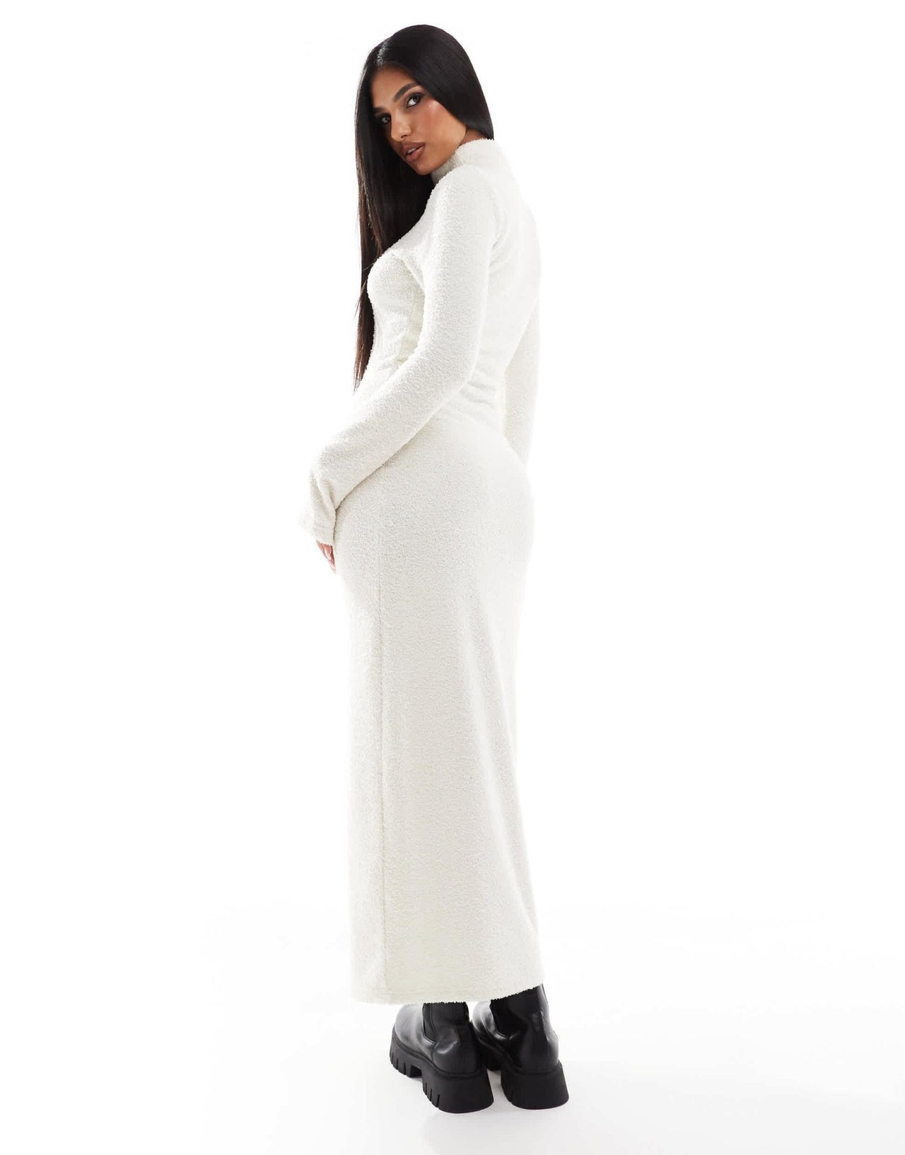 ASOS DESIGN supersoft boucle roll neck maxi dress in cream - ASOS Sample Sale