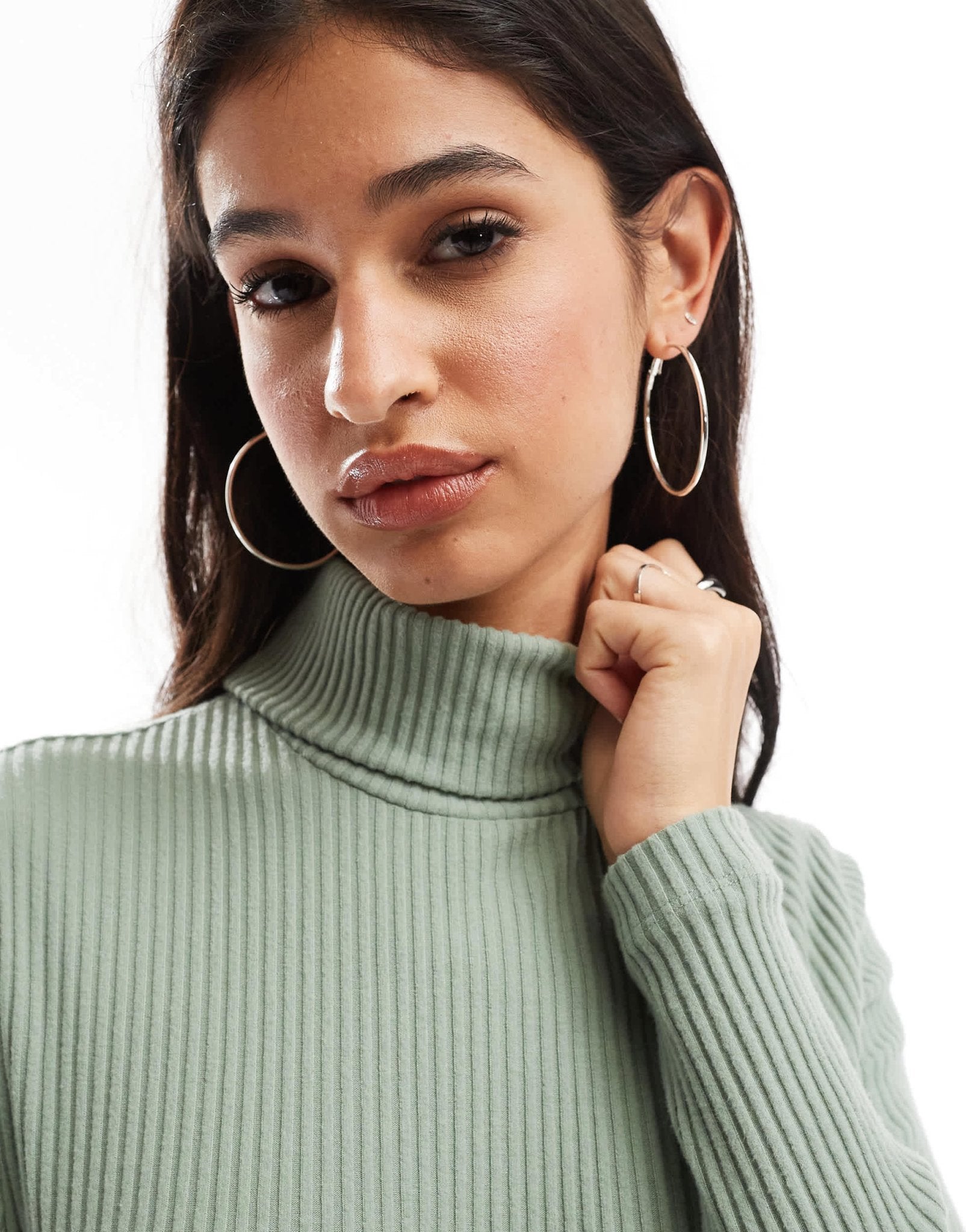 ASOS DESIGN supersoft brushed rib roll neck in sage - LGREEN - ASOS Sample Sale