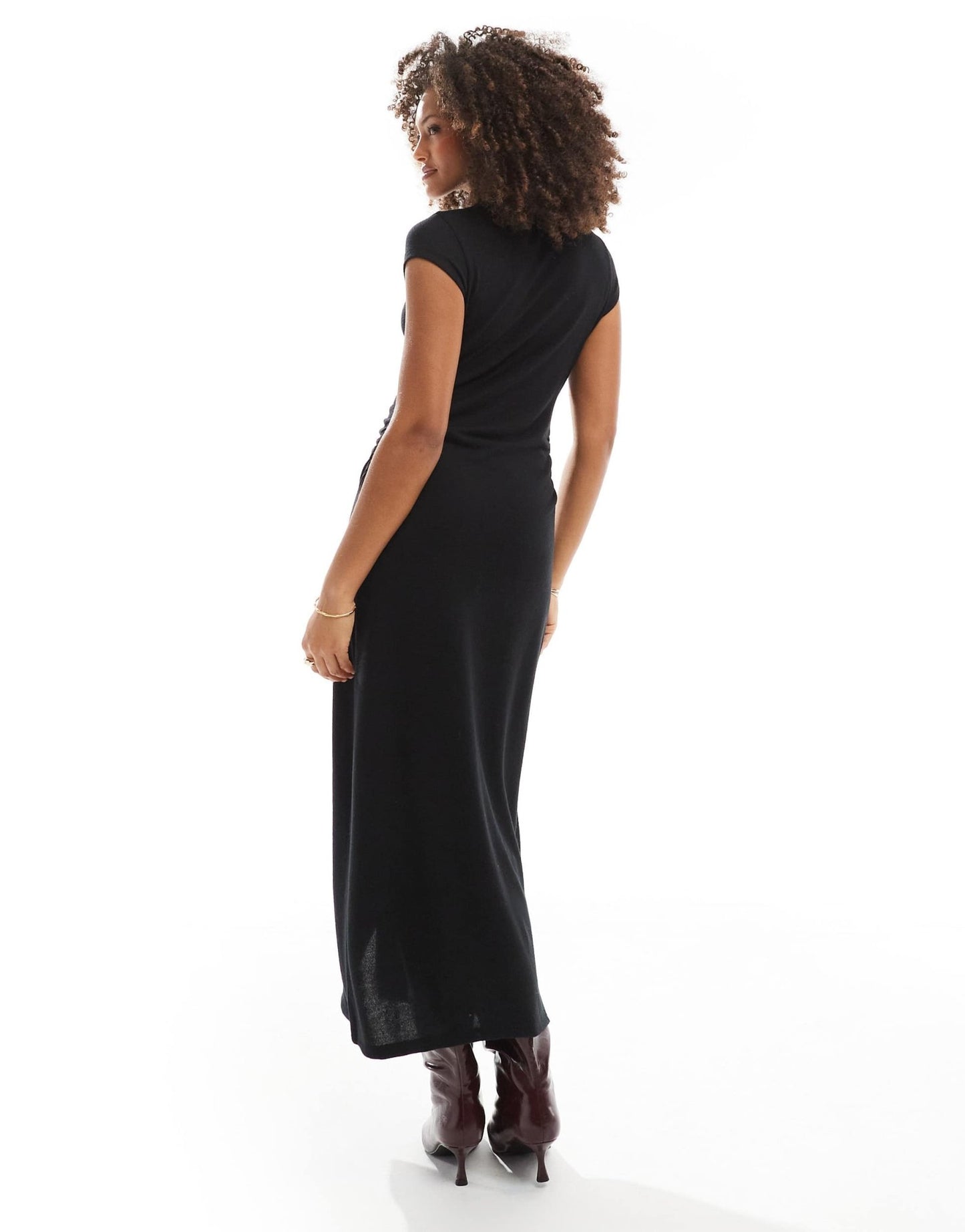ASOS DESIGN supersoft cap sleeve button down midi dress in black - ASOS Sample Sale