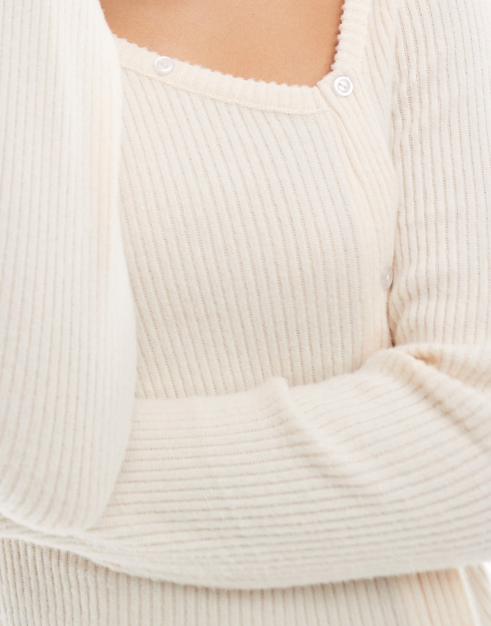ASOS DESIGN supersoft fluffy ribbed asym button down midi dress in oatmeal - ASOS Sample Sale