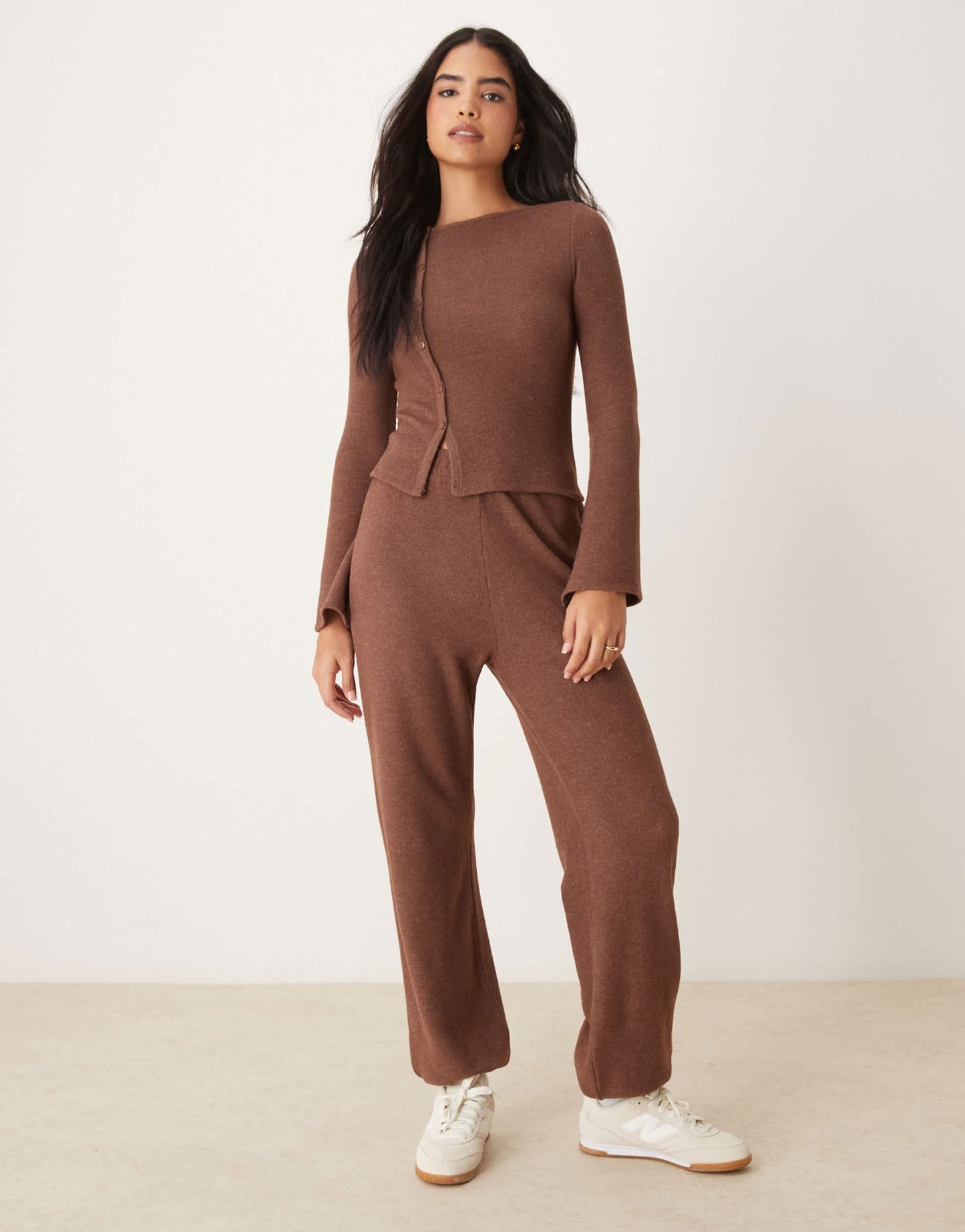 ASOS DESIGN supersoft low rise cuffed jogger co ord in chocolate marl - ASOS Sample Sale