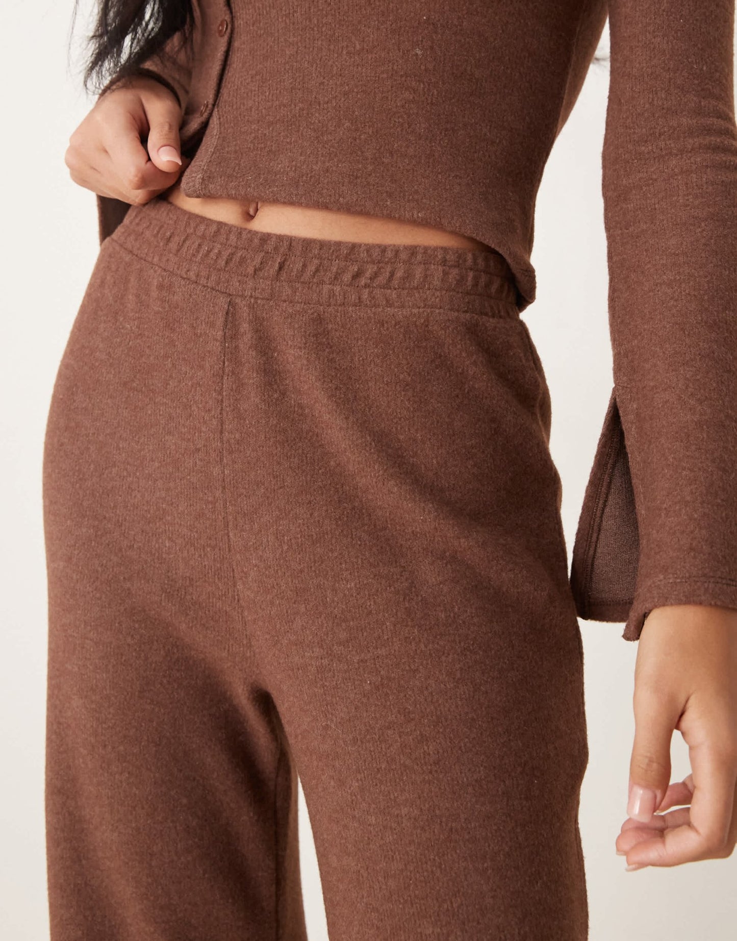 ASOS DESIGN supersoft low rise cuffed jogger co ord in chocolate marl - ASOS Sample Sale