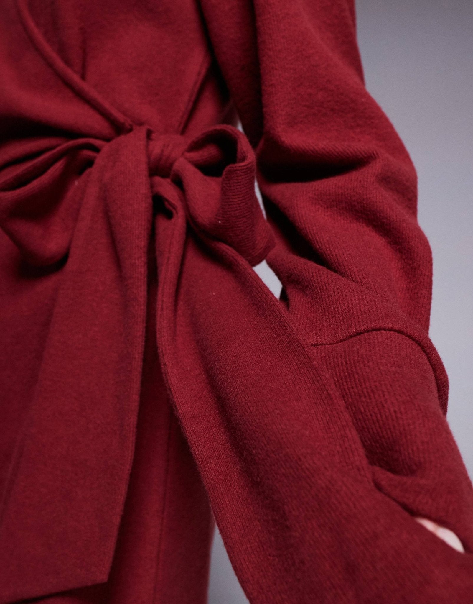 ASOS DESIGN supersoft plunge tie front midi dress in burgundy - ASOS Sample Sale
