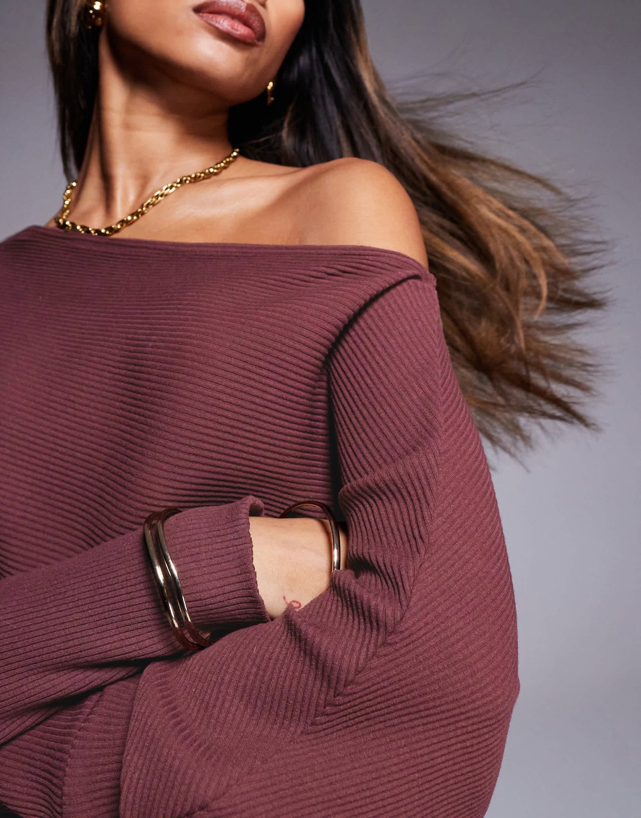 ASOS DESIGN supersoft ribbed dropped shoulder mini dress in burgundy - ASOS Sample Sale