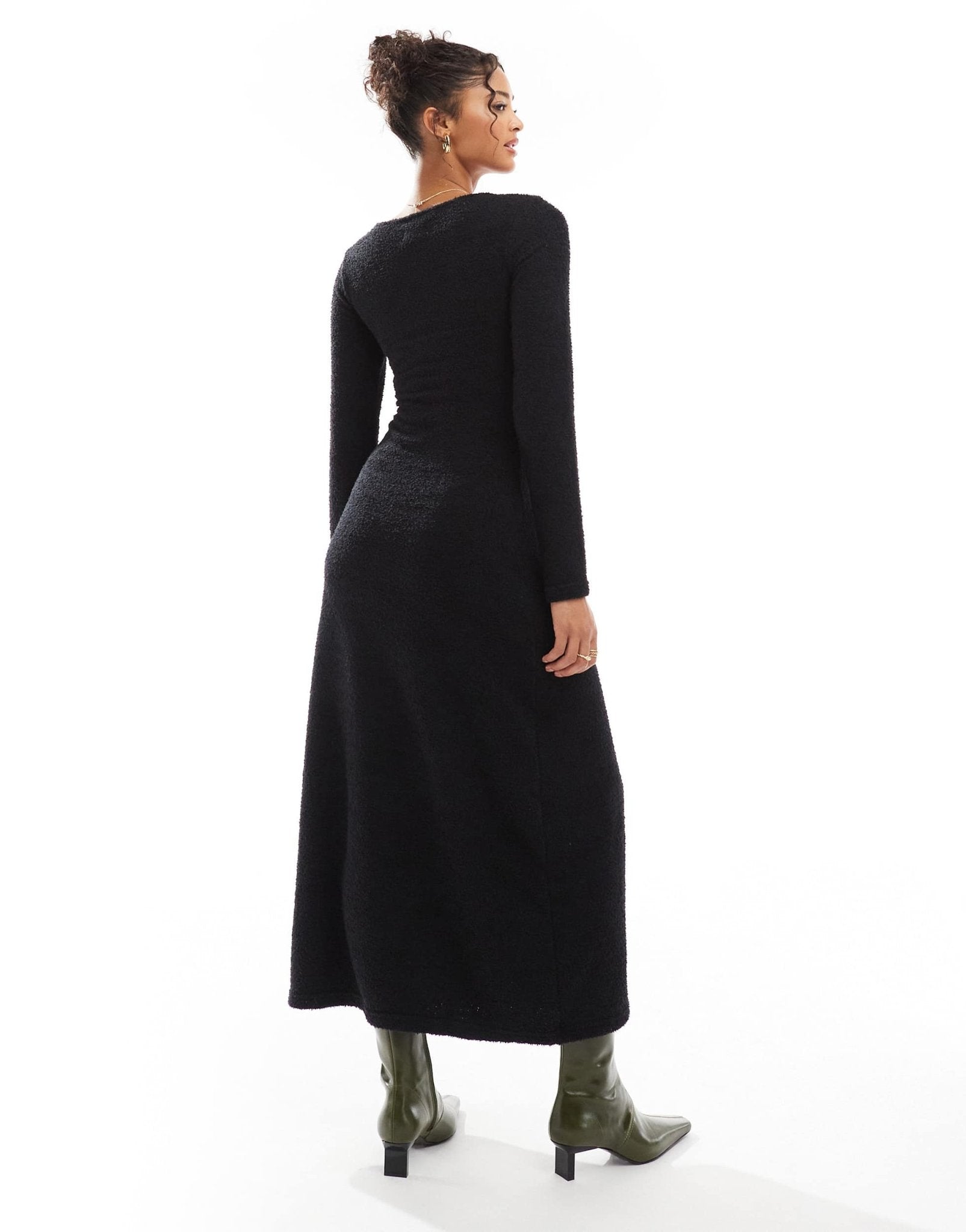 ASOS DESIGN supersoft scoop neck fit and flare midi dress in black - ASOS Sample Sale