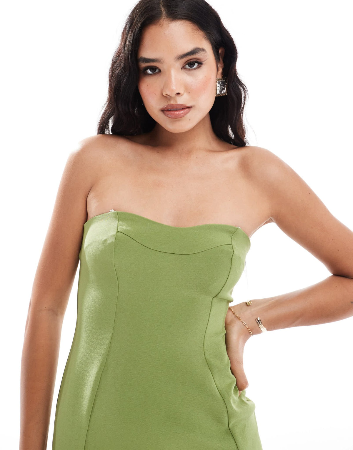 ASOS DESIGN sweetheart bandeau midi dress in green - ASOS Sample Sale