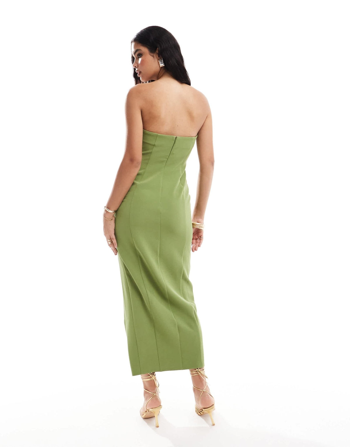 ASOS DESIGN sweetheart bandeau midi dress in green - ASOS Sample Sale