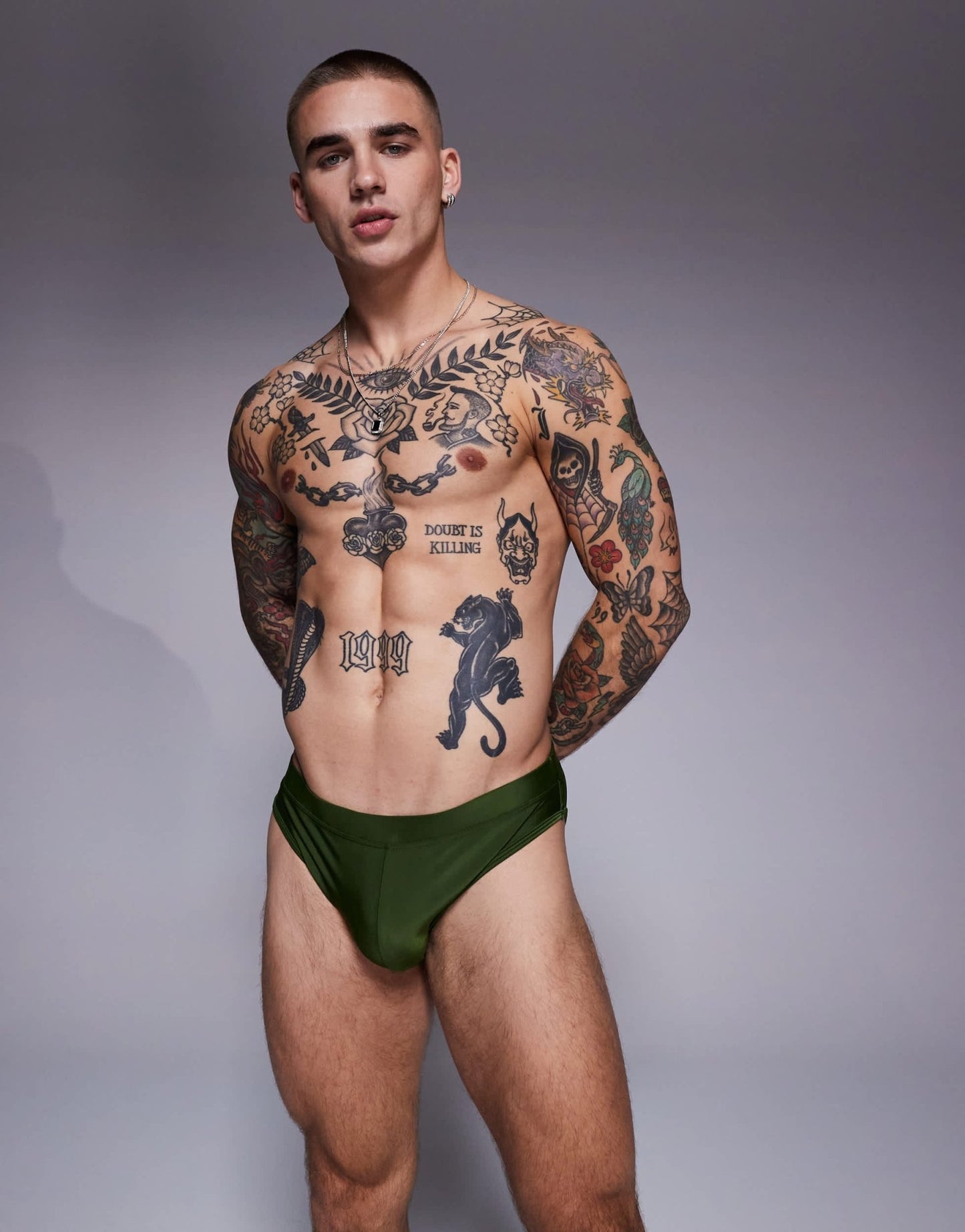 ASOS DESIGN swim briefs in green - ASOS Sample Sale