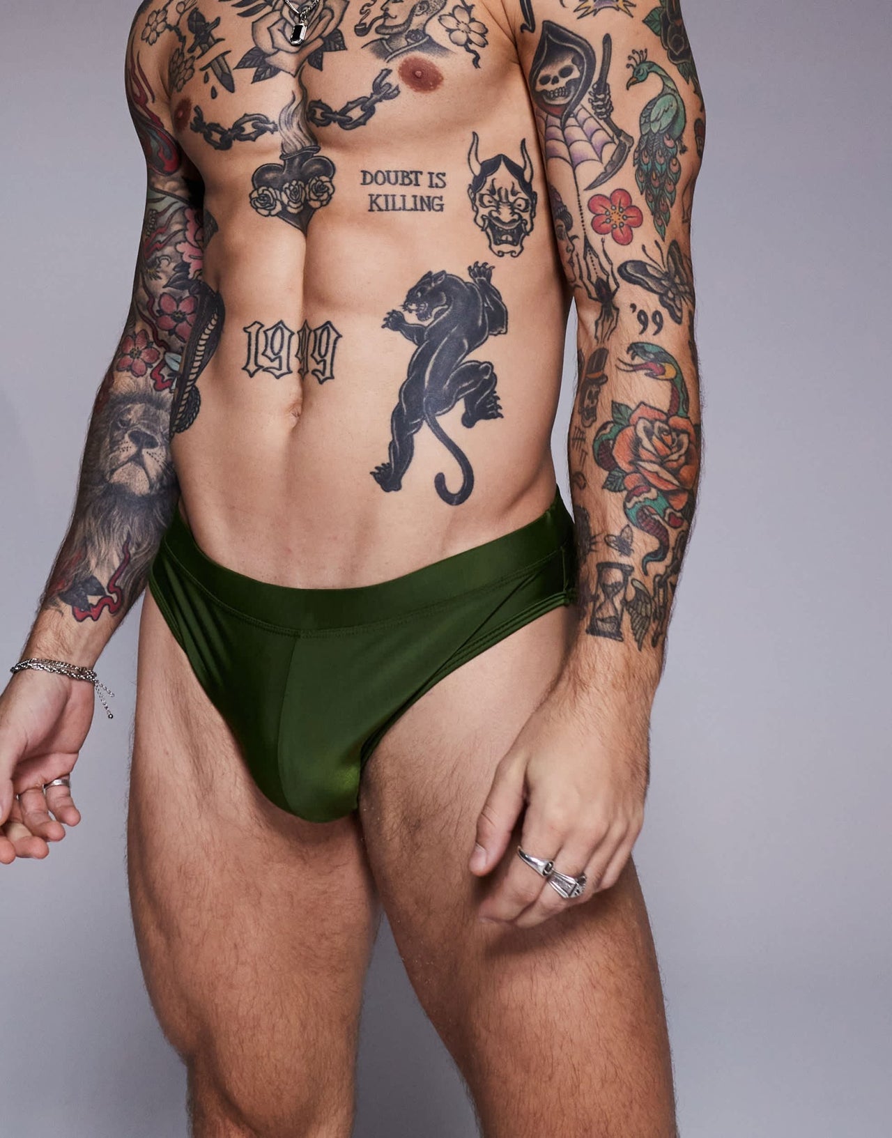 ASOS DESIGN swim briefs in green - ASOS Sample Sale