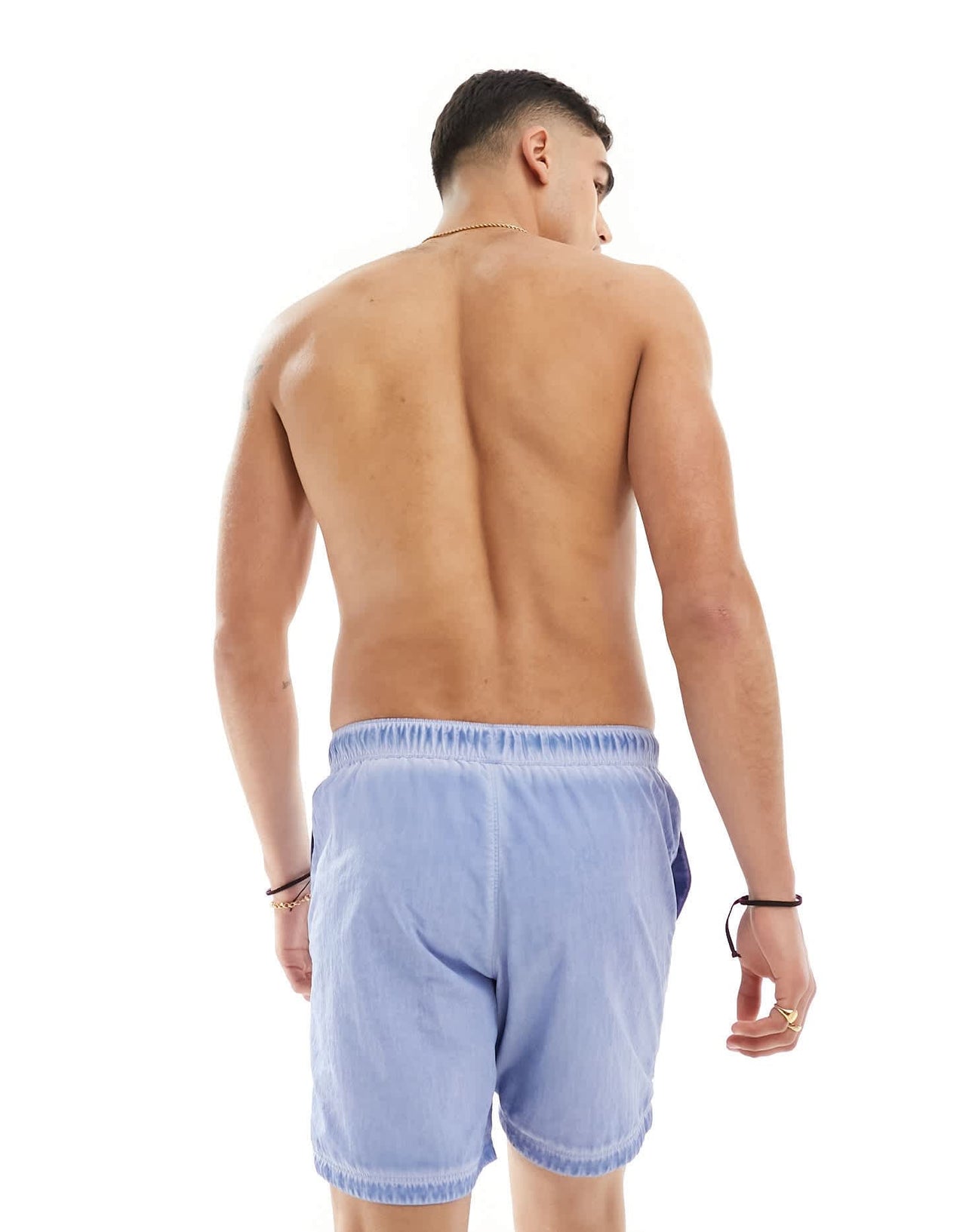 ASOS DESIGN swim shorts in mid length in blue oil wash - ASOS Sample Sale