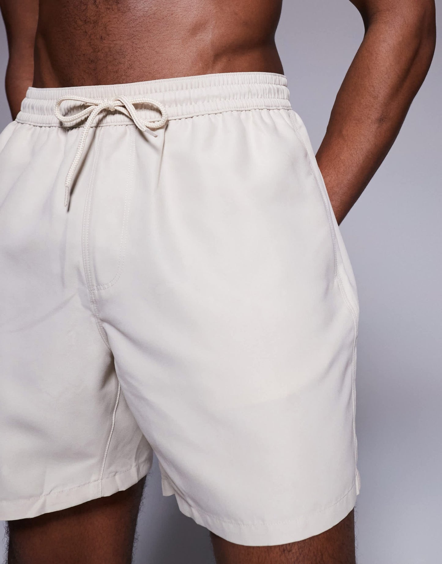 ASOS DESIGN swim shorts in mid length in light stone - ASOS Sample Sale