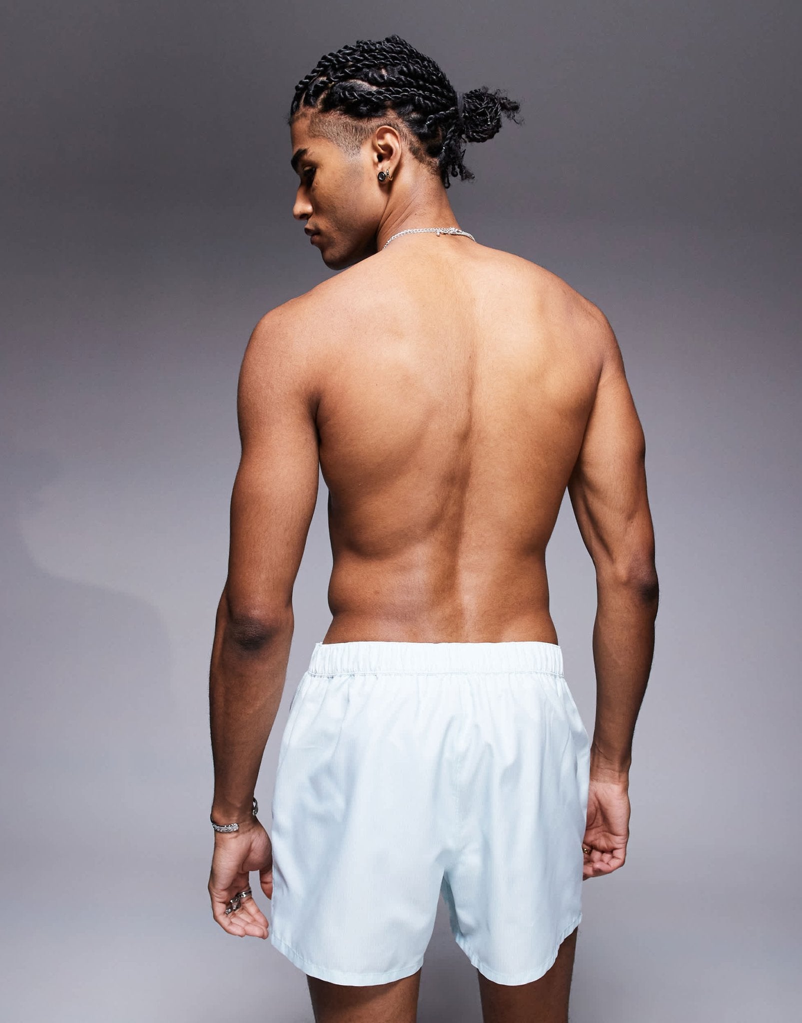 ASOS DESIGN swim shorts in short length in blue and white stripe - ASOS Sample Sale