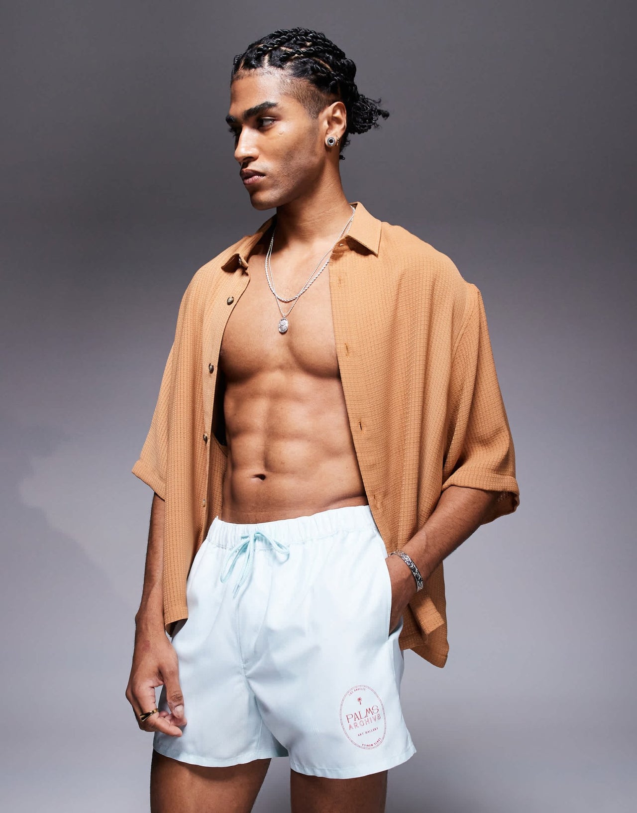 ASOS DESIGN swim shorts in short length in blue and white stripe - ASOS Sample Sale