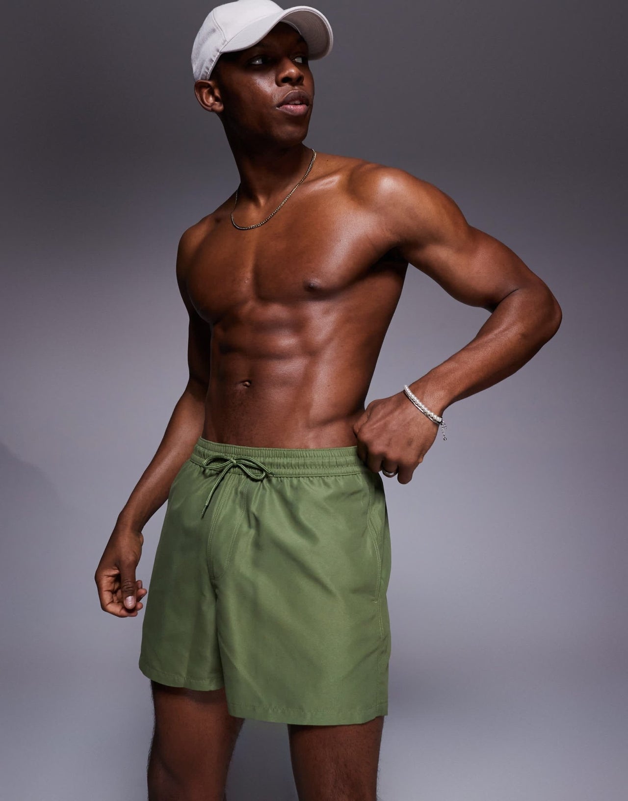 ASOS DESIGN swim shorts in short length in khaki - ASOS Sample Sale