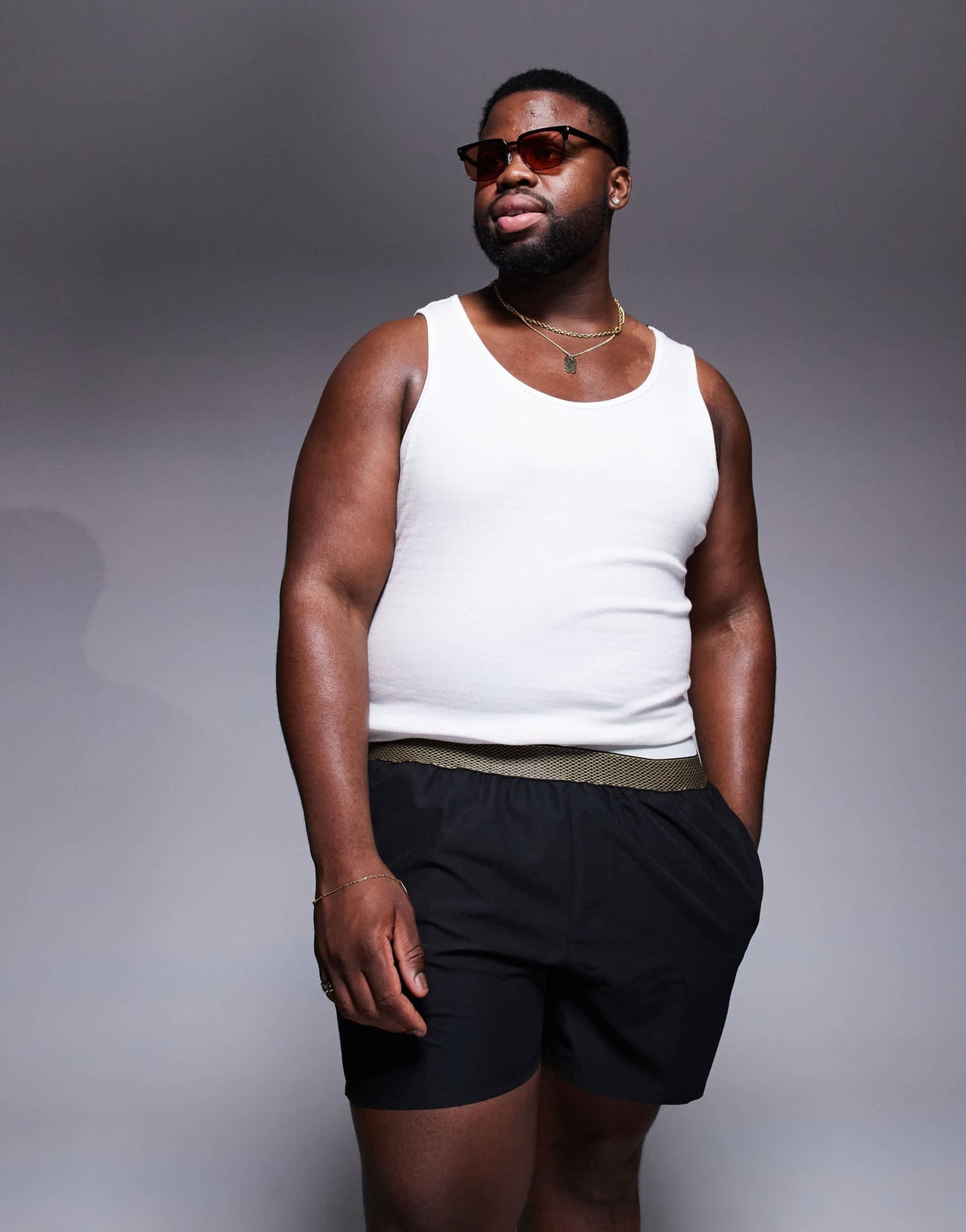 ASOS DESIGN swim shorts in short length with elastic waistband detail in black - ASOS Sample Sale