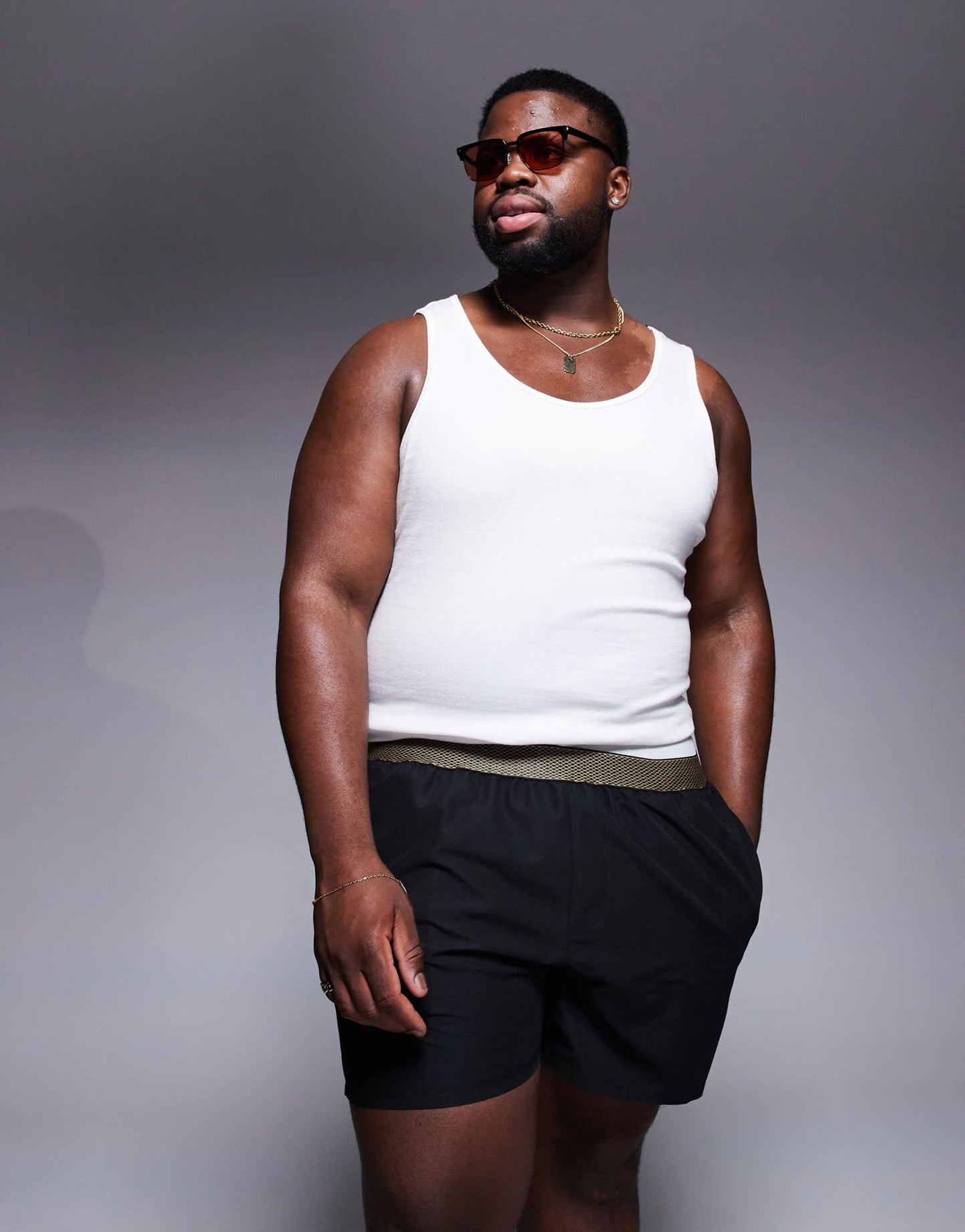 ASOS DESIGN swim shorts in short length with elastic waistband detail in black - ASOS Sample Sale