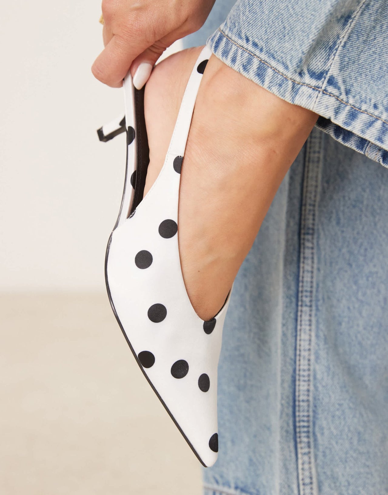 ASOS DESIGN Sydney slingback kitten heel shoes in polka dot - ASOS Sample Sale