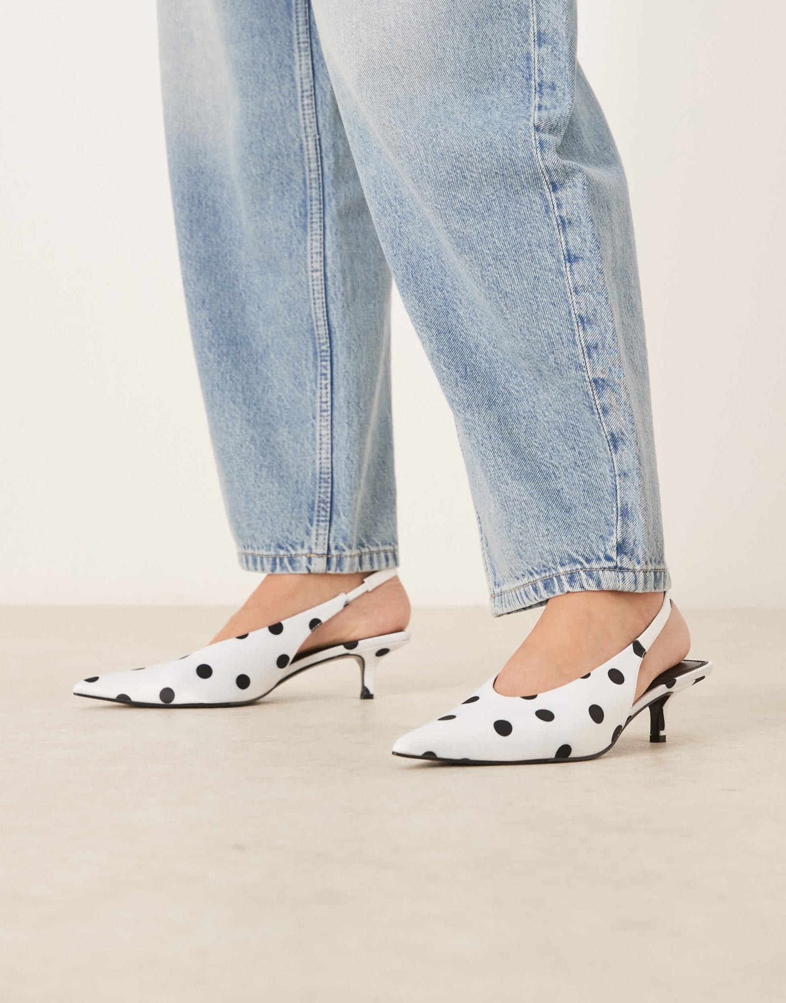 ASOS DESIGN Sydney slingback kitten heel shoes in polka dot - ASOS Sample Sale