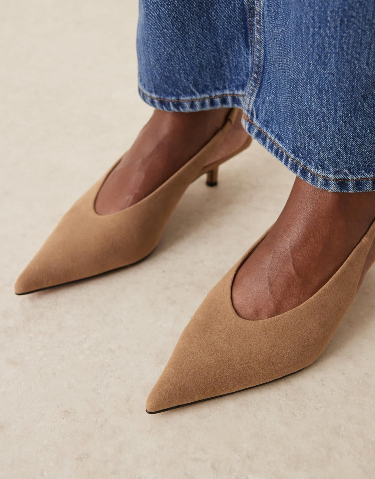 ASOS DESIGN Sydney slingback kitten heel shoes in taupe suedette - ASOS Sample Sale