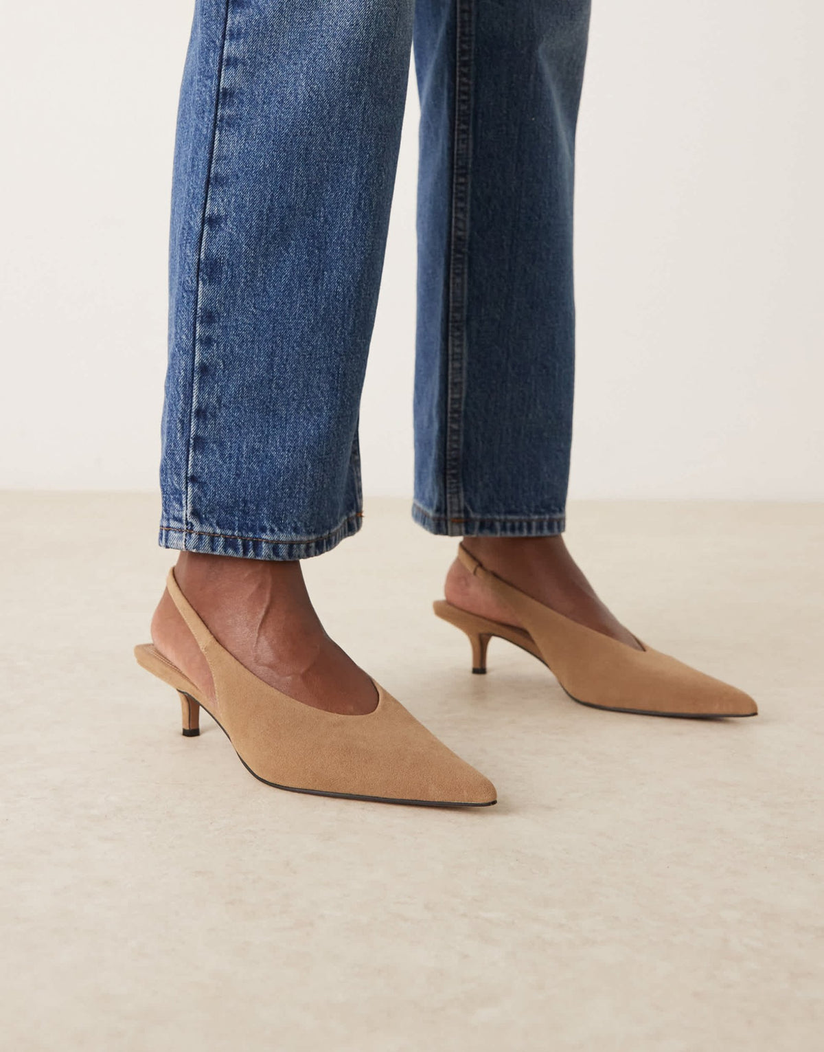 ASOS DESIGN Sydney slingback kitten heel shoes in taupe suedette - ASOS Sample Sale