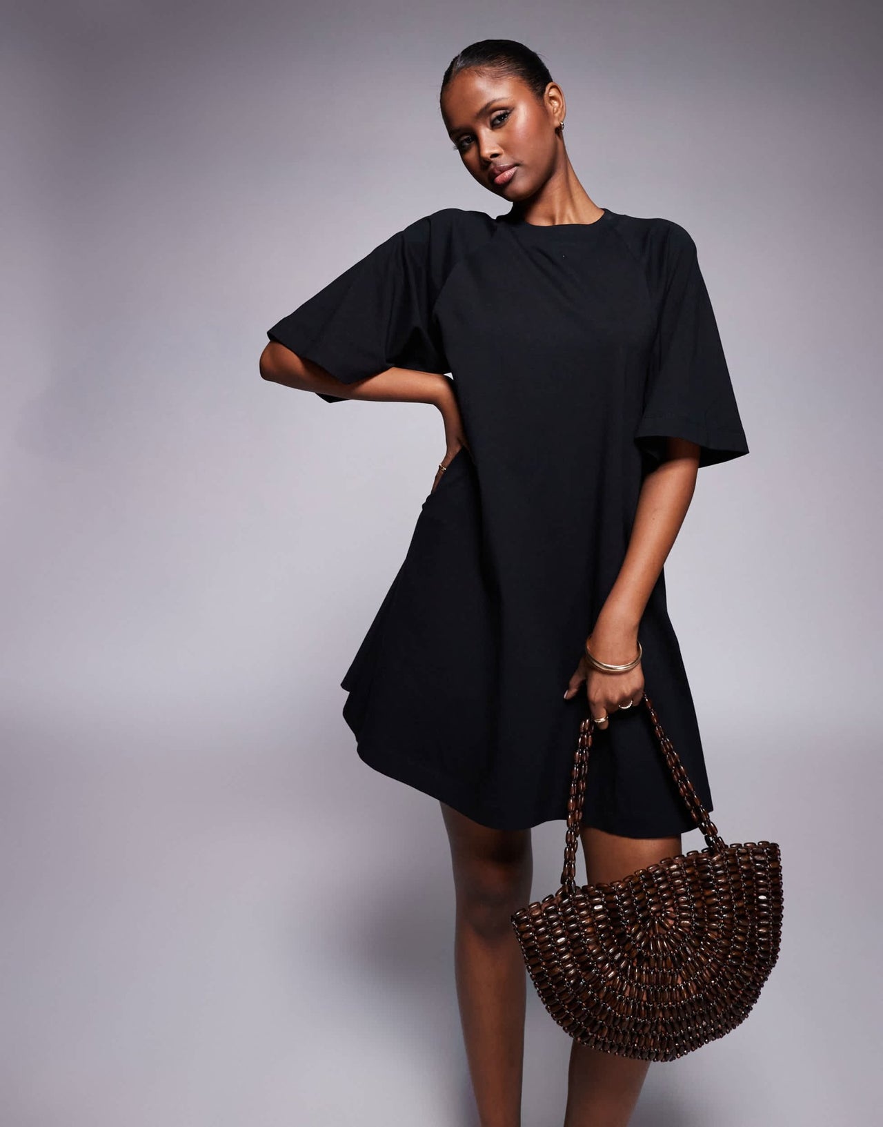 ASOS DESIGN T shirt swing mini dress in black - ASOS Sample Sale