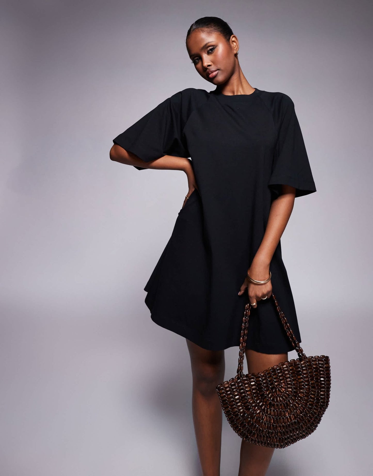 ASOS DESIGN T shirt swing mini dress in black - ASOS Sample Sale