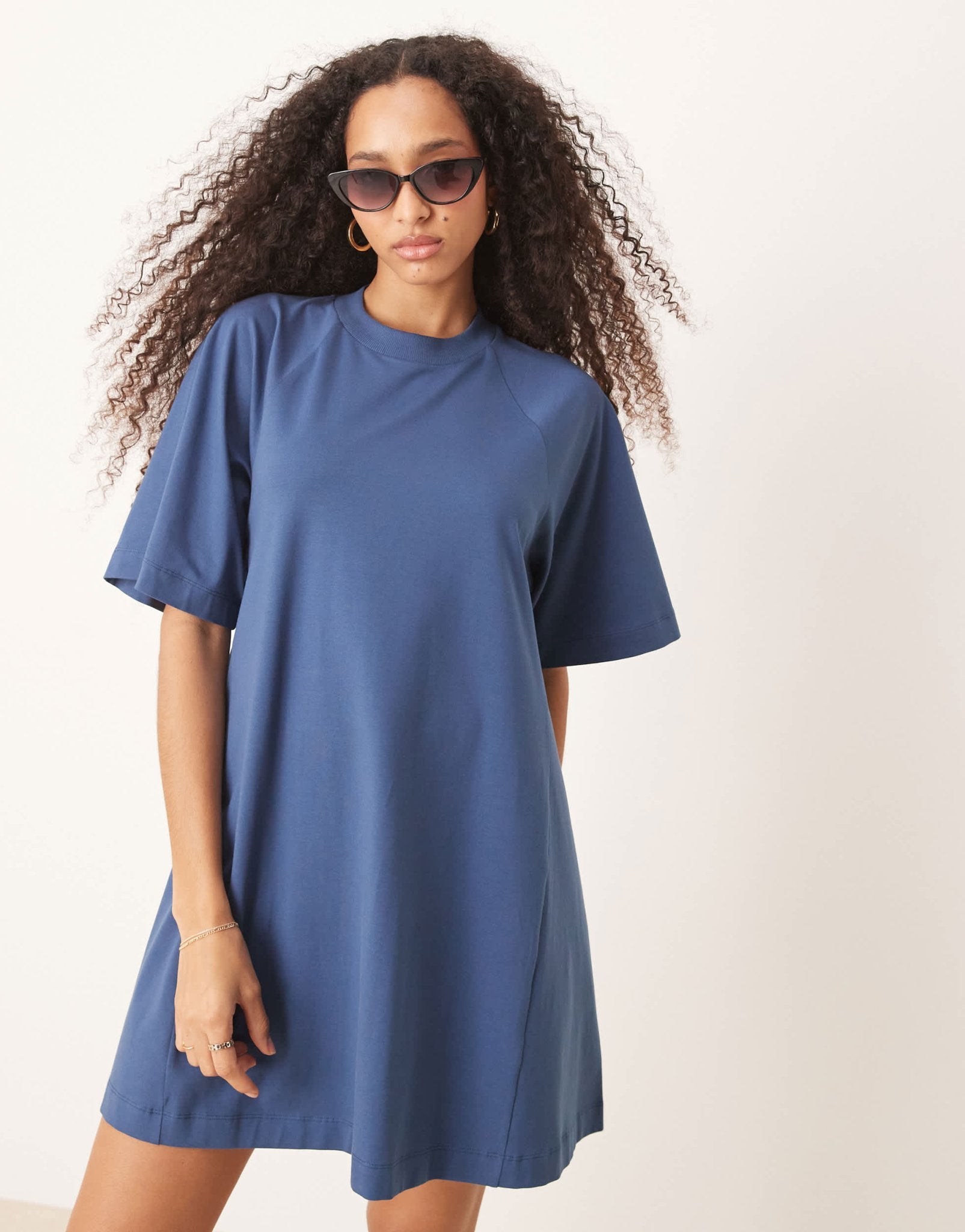 ASOS DESIGN T shirt swing mini dress in blue - ASOS Sample Sale