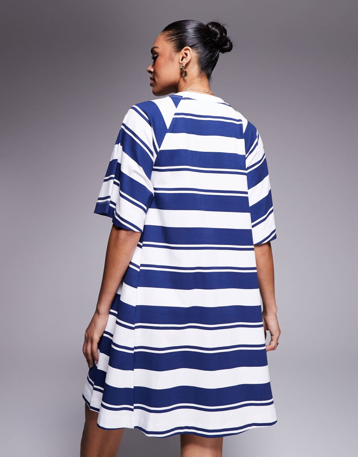 ASOS DESIGN T shirt swing mini dress in blue stripe - ASOS Sample Sale