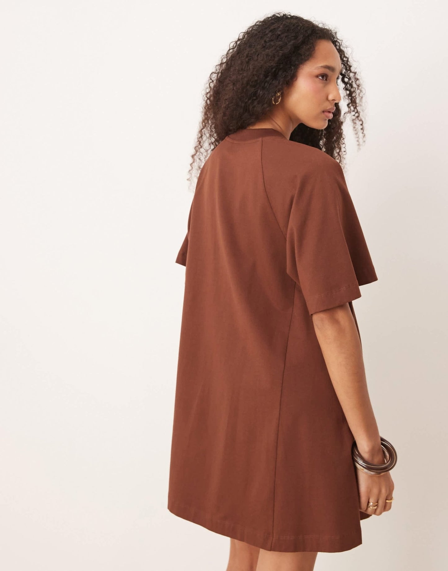 ASOS DESIGN T shirt swing mini dress in chocolate - ASOS Sample Sale