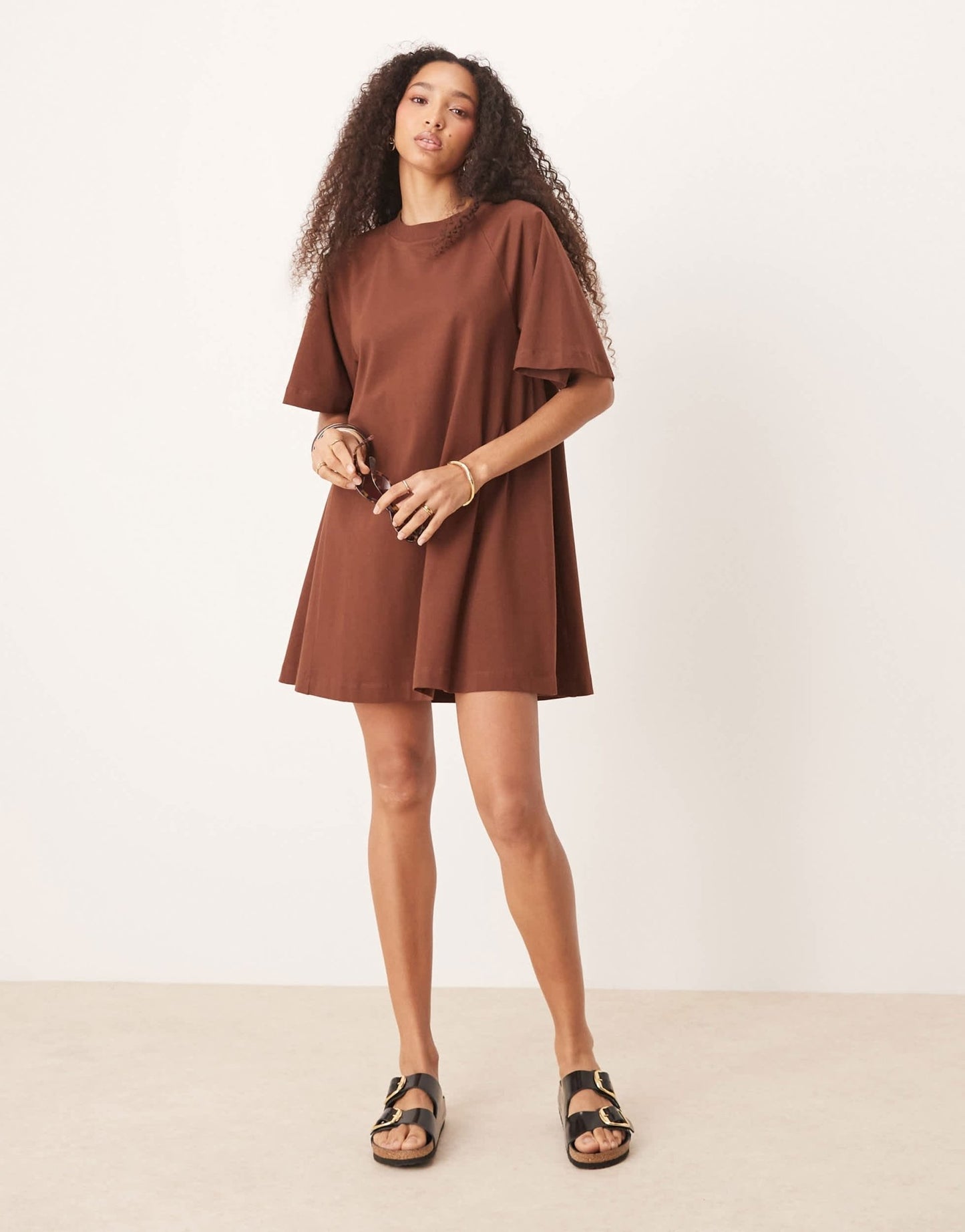 ASOS DESIGN T shirt swing mini dress in chocolate - ASOS Sample Sale